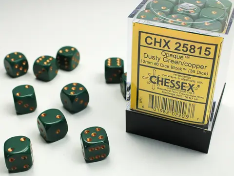 Cover: 601982022037 | Opaque 12mm d6 Dusty Green/copper Dice Block™ (36 dice) | deutsch