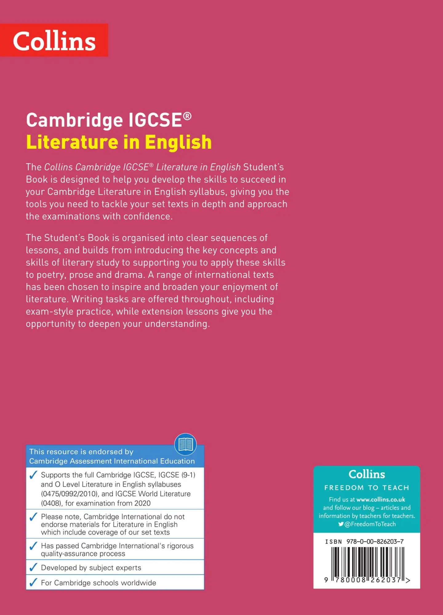 Rückseite: 9780008262037 | Cambridge Igcse(r) Literature in English Student Book | Mike Gould