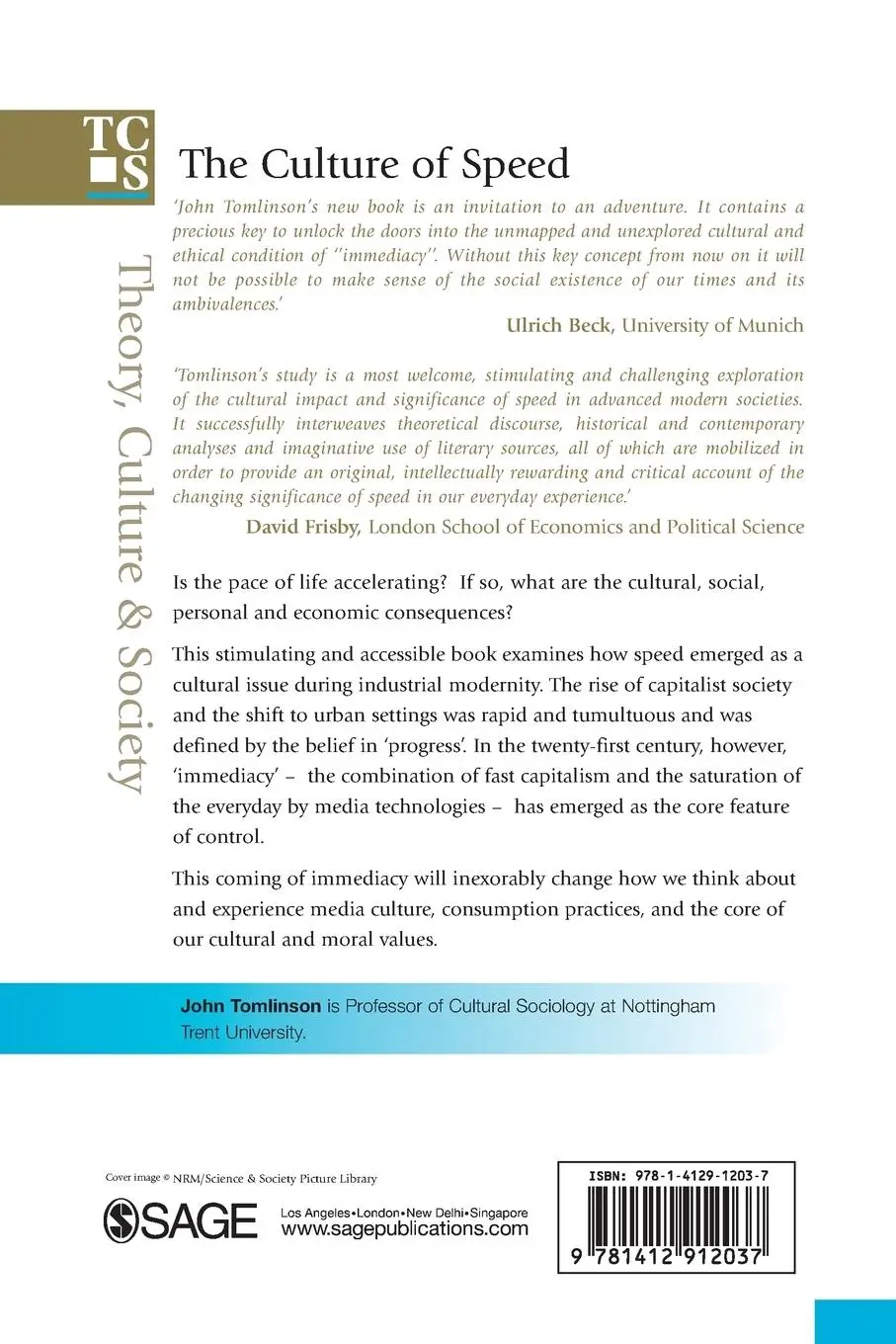 Rückseite: 9781412912037 | The Culture of Speed | The Coming of Immediacy | John Tomlinson | Buch