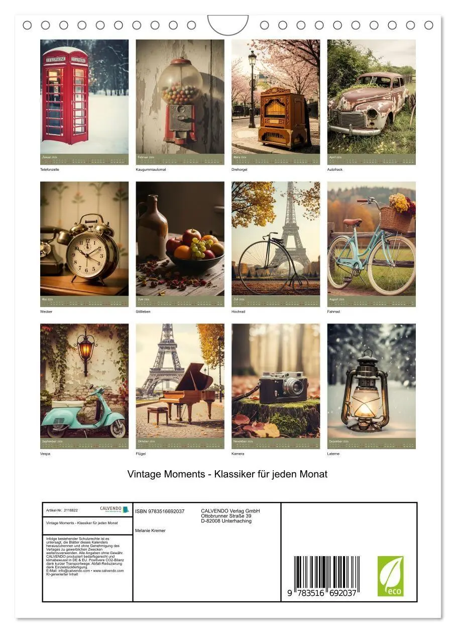 Bild: 9783516692037 | Vintage Moments - Klassiker für jeden Monat (Wandkalender 2026 DIN...