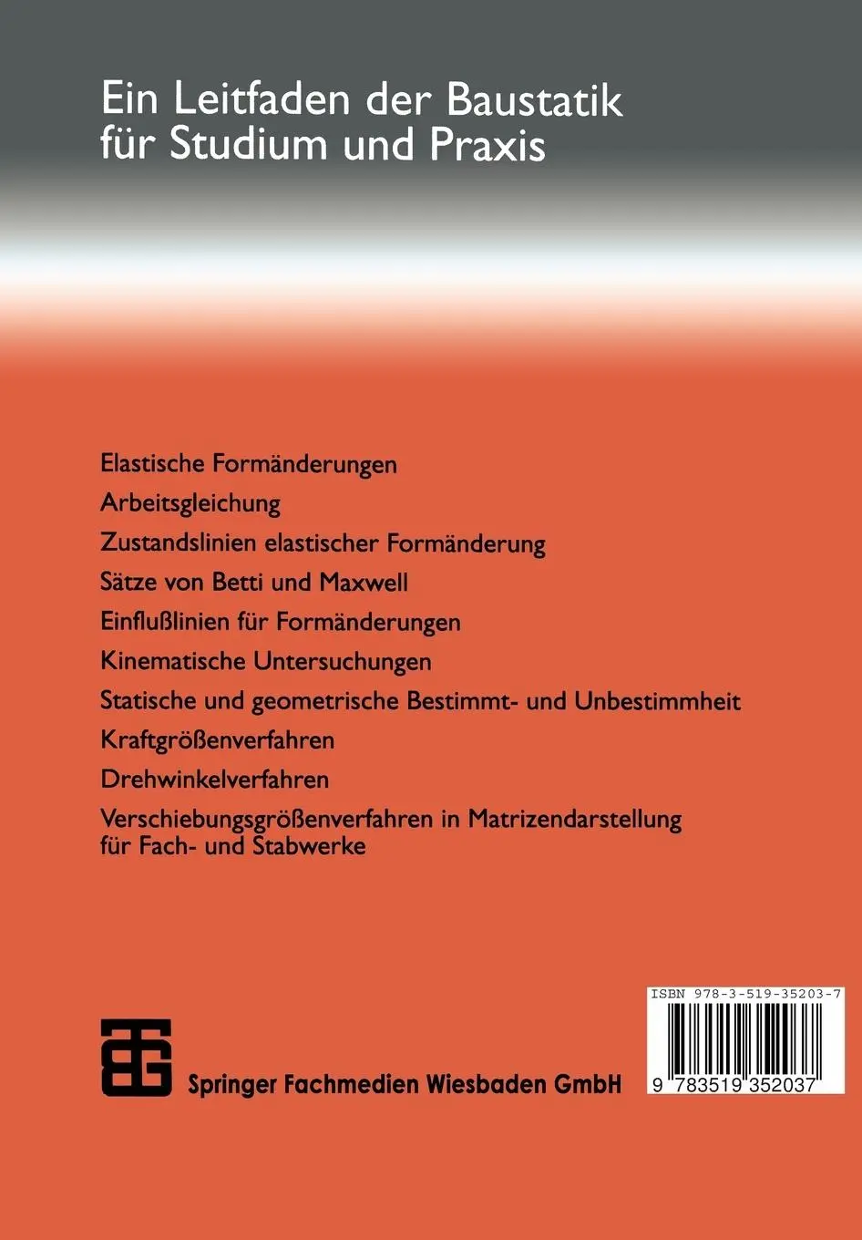 Rückseite: 9783519352037 | Praktische Baustatik | Teil 3 | Gerhard Erlhof | Taschenbuch | 384 S.