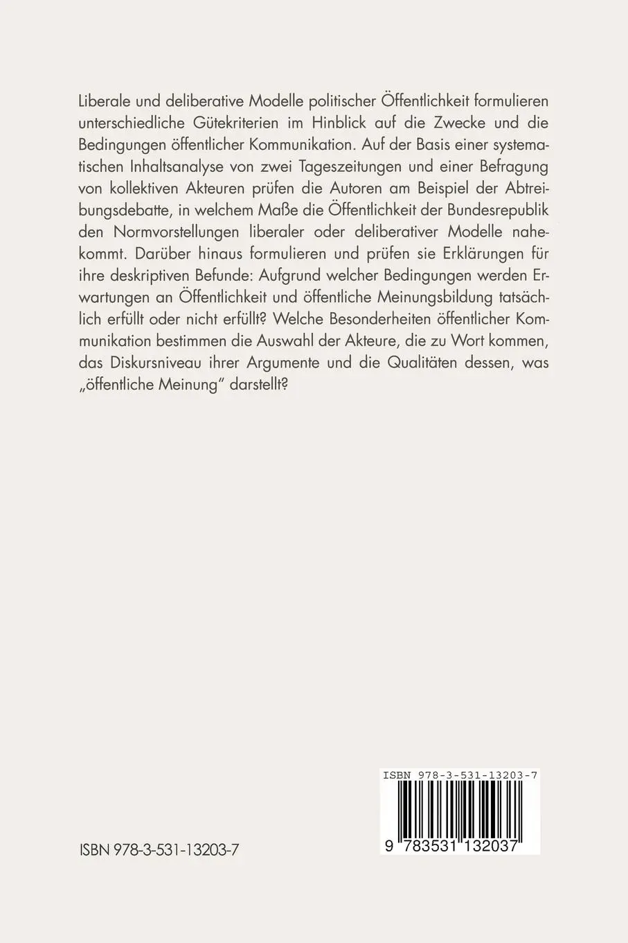 Rückseite: 9783531132037 | Zwischen Palaver und Diskurs | Jürgen Gerhards (u. a.) | Taschenbuch