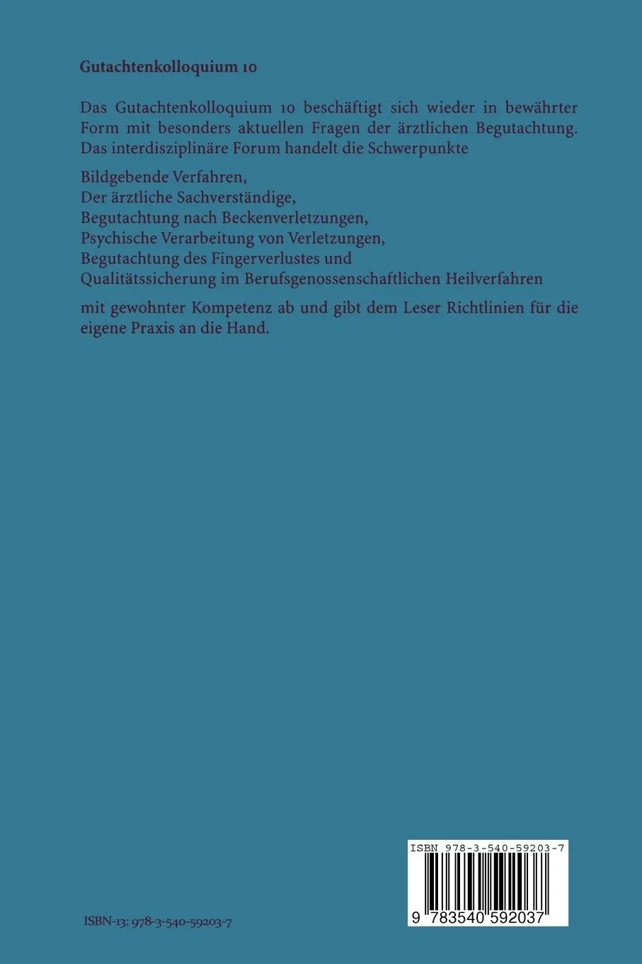 Rückseite: 9783540592037 | Gutachtenkolloquium 10 | Georg Kunze (u. a.) | Taschenbuch | xvi