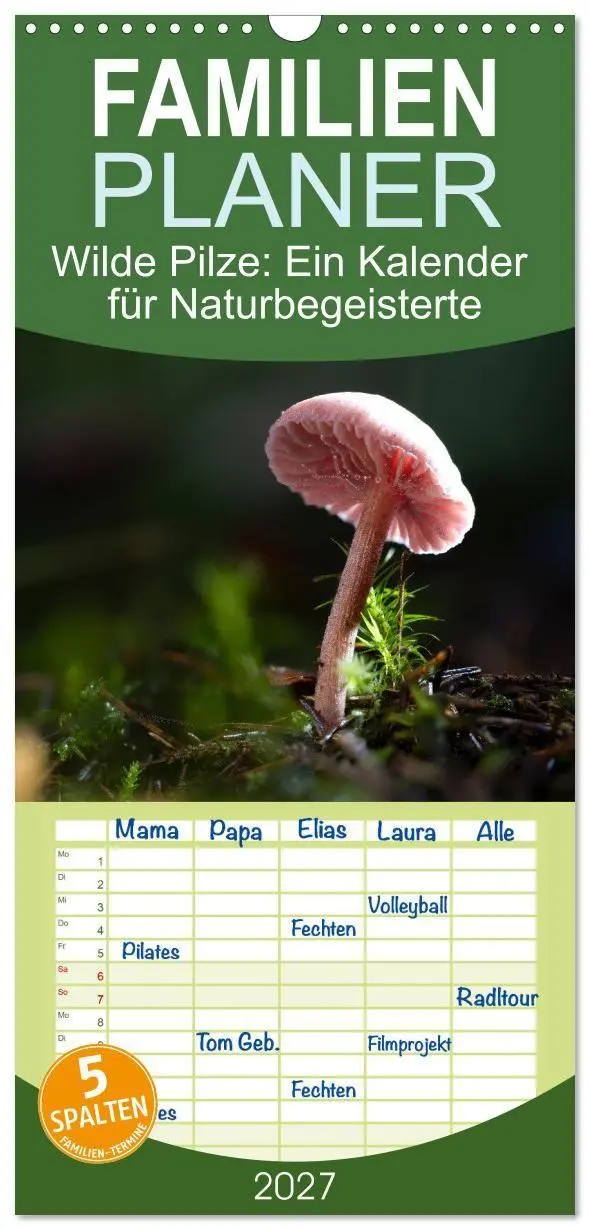 Cover: 9783594292037 | Familienplaner 2027 - Wilde Pilze: Ein Kalender für...