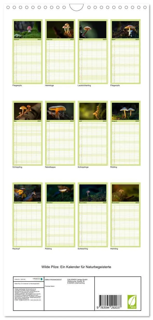 Bild: 9783594292037 | Familienplaner 2027 - Wilde Pilze: Ein Kalender für...