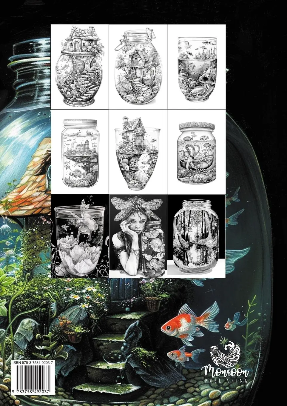 Rückseite: 9783758492037 | Jars in Wonderland under Water Coloring Book for Adults | Publishing