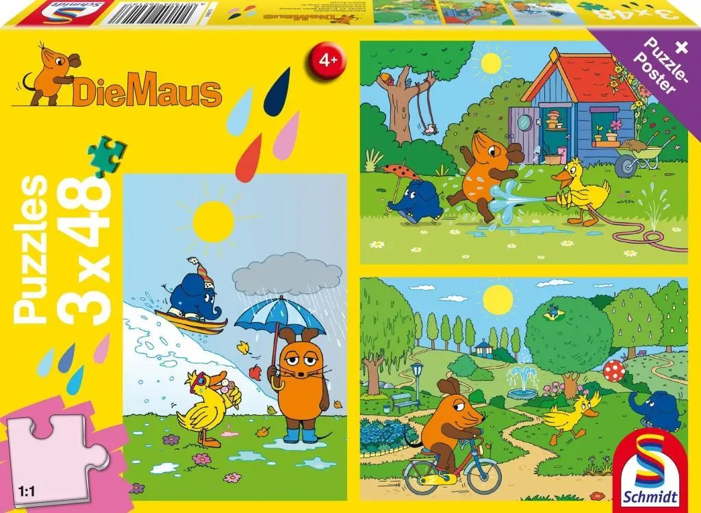 Cover: 4001504562137 | Die Maus: Viel Spaß mit der Maus. 3 x 48 Teile Puzzle | Spiel | 56213