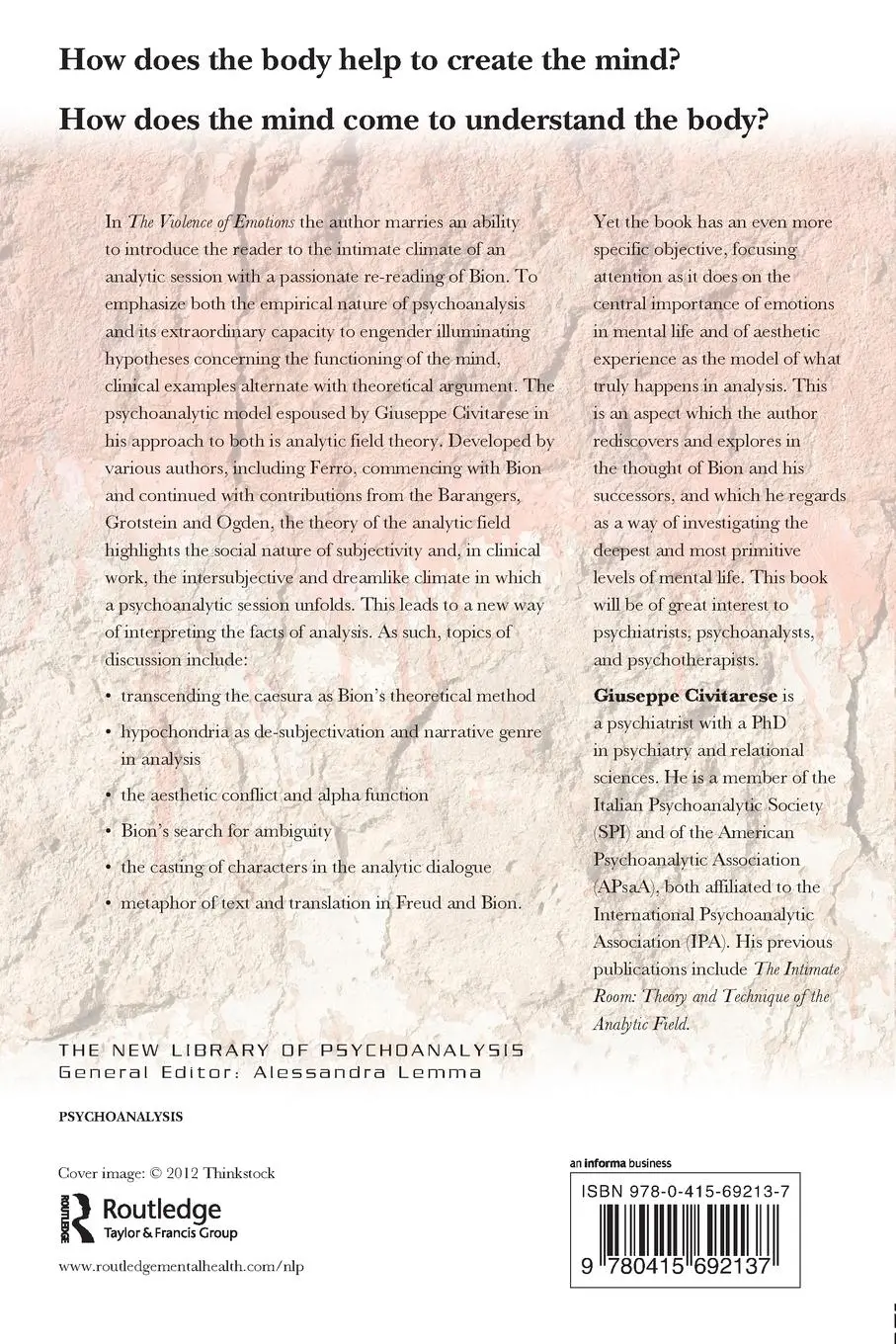 Rückseite: 9780415692137 | The Violence of Emotions | Bion and Post-Bionian Psychoanalysis | Buch