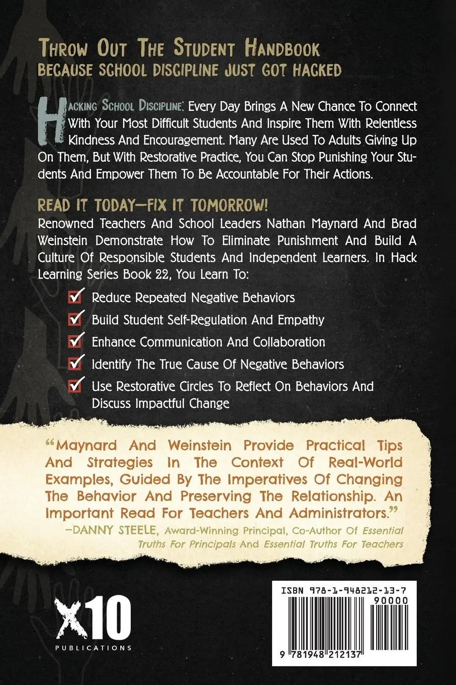 Rückseite: 9781948212137 | Hacking School Discipline | Nathan Maynard (u. a.) | Taschenbuch