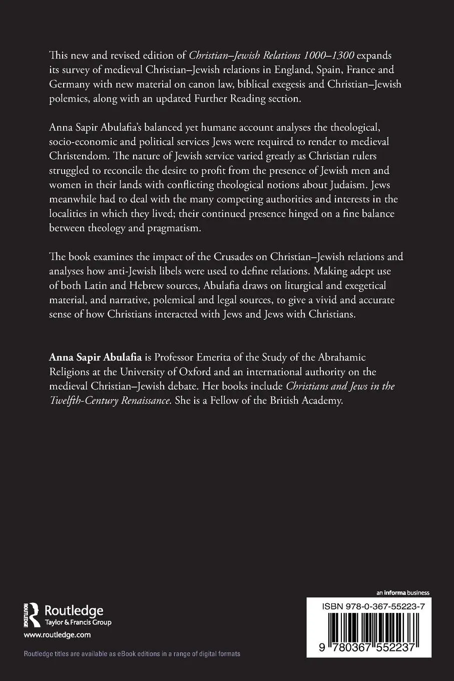 Rückseite: 9780367552237 | Christian-Jewish Relations 1000-1300 | Anna Sapir Abulafia | Buch