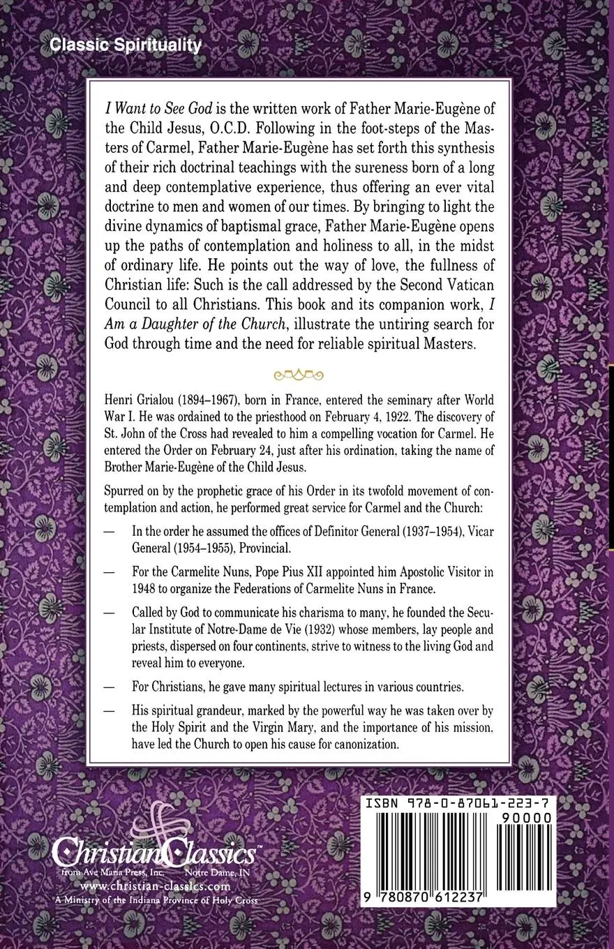 Rückseite: 9780870612237 | I Want to See God | P. Marie-Eugene | Taschenbuch | Englisch | 1997