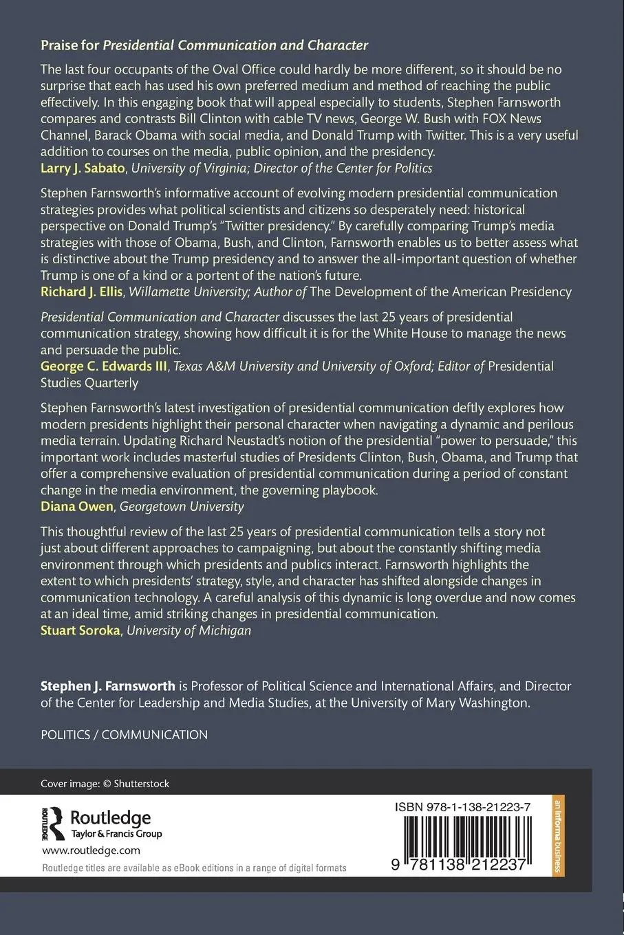 Rückseite: 9781138212237 | Presidential Communication and Character | Stephen Farnsworth | Buch
