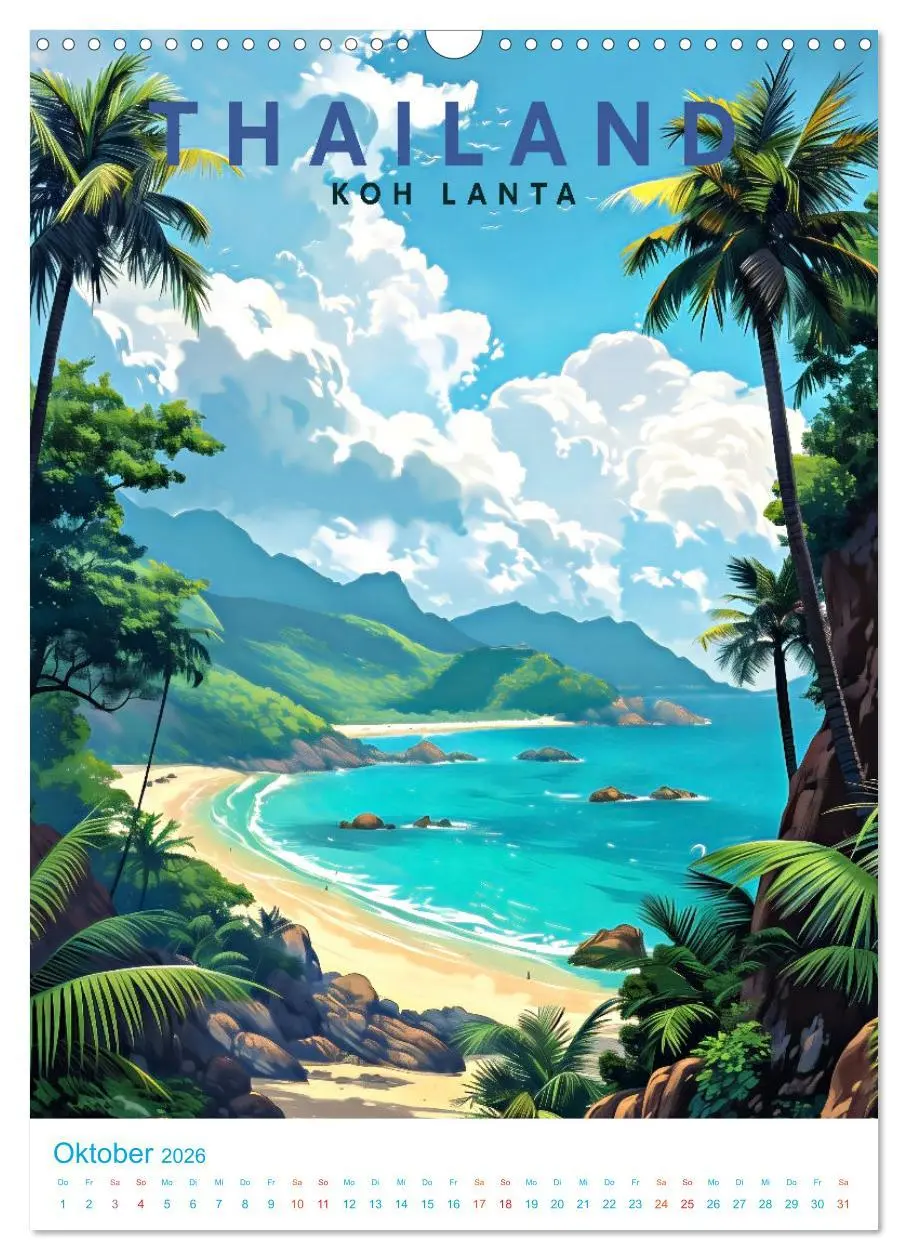 Bild: 9783516282337 | Thailand - Old School Poster Style (Wandkalender 2026 DIN A3 hoch),...
