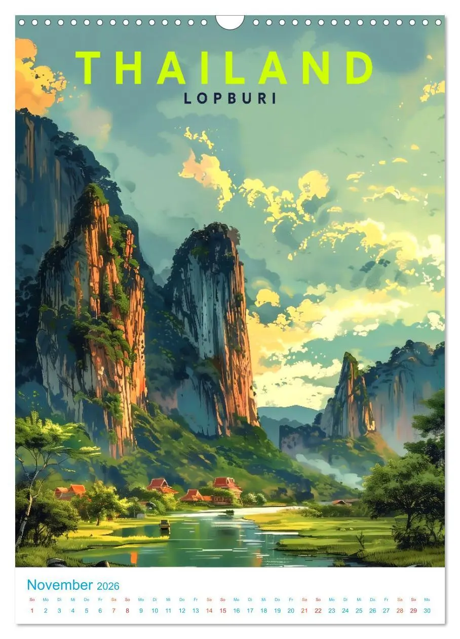 Bild: 9783516282337 | Thailand - Old School Poster Style (Wandkalender 2026 DIN A3 hoch),...