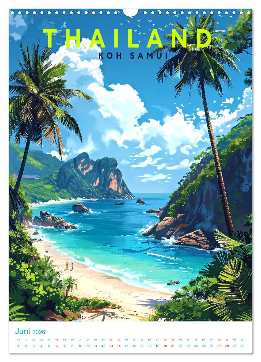 Bild: 9783516282337 | Thailand - Old School Poster Style (Wandkalender 2026 DIN A3 hoch),...