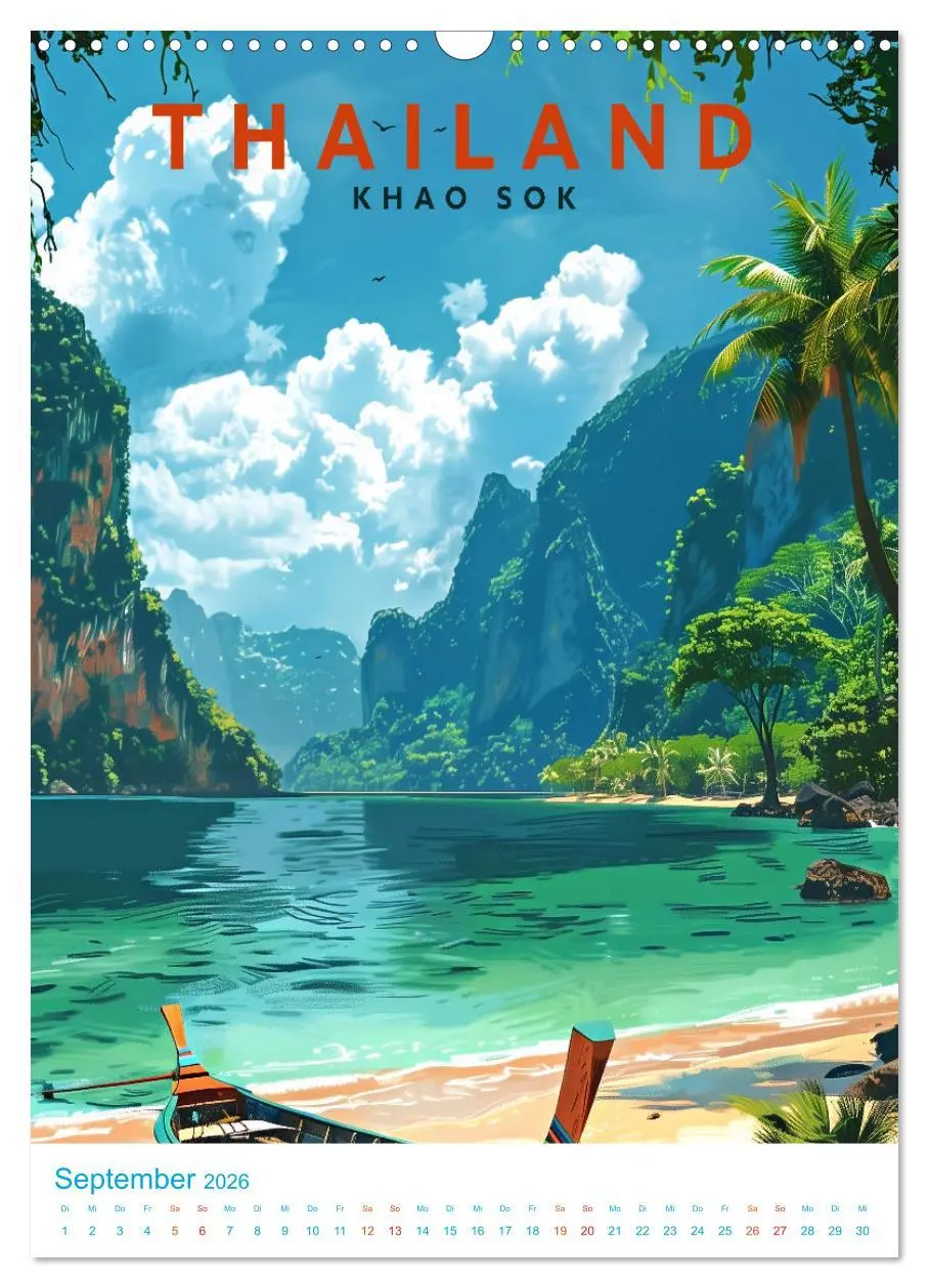 Bild: 9783516282337 | Thailand - Old School Poster Style (Wandkalender 2026 DIN A3 hoch),...