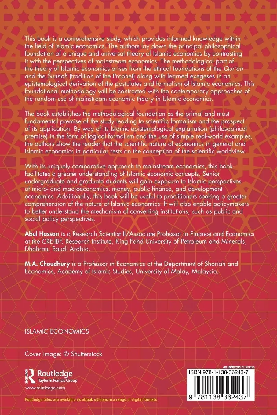 Rückseite: 9781138362437 | Islamic Economics | Theory and Practice | Abul Hassan (u. a.) | Buch