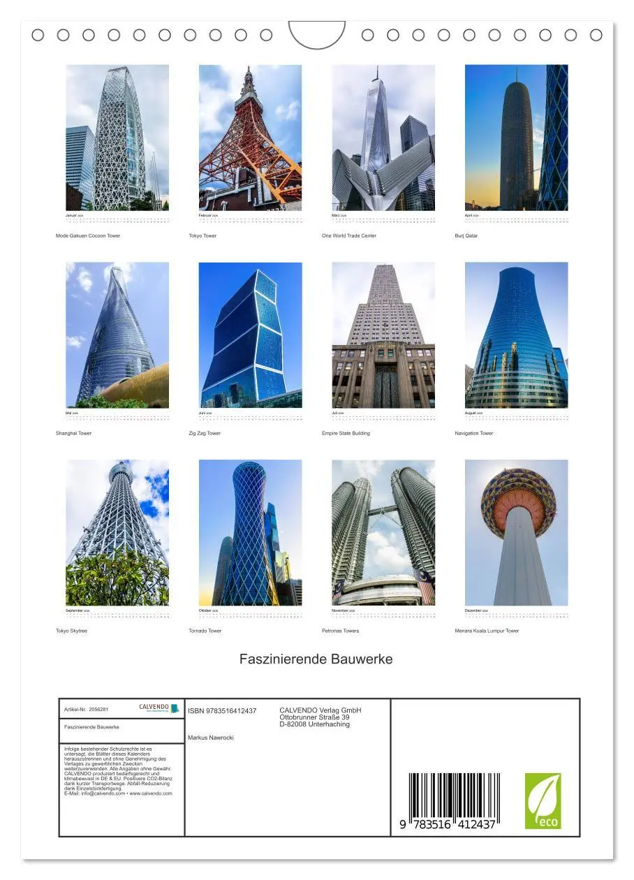 Bild: 9783516412437 | Faszinierende Bauwerke (Wandkalender 2026 DIN A4 hoch), CALVENDO...