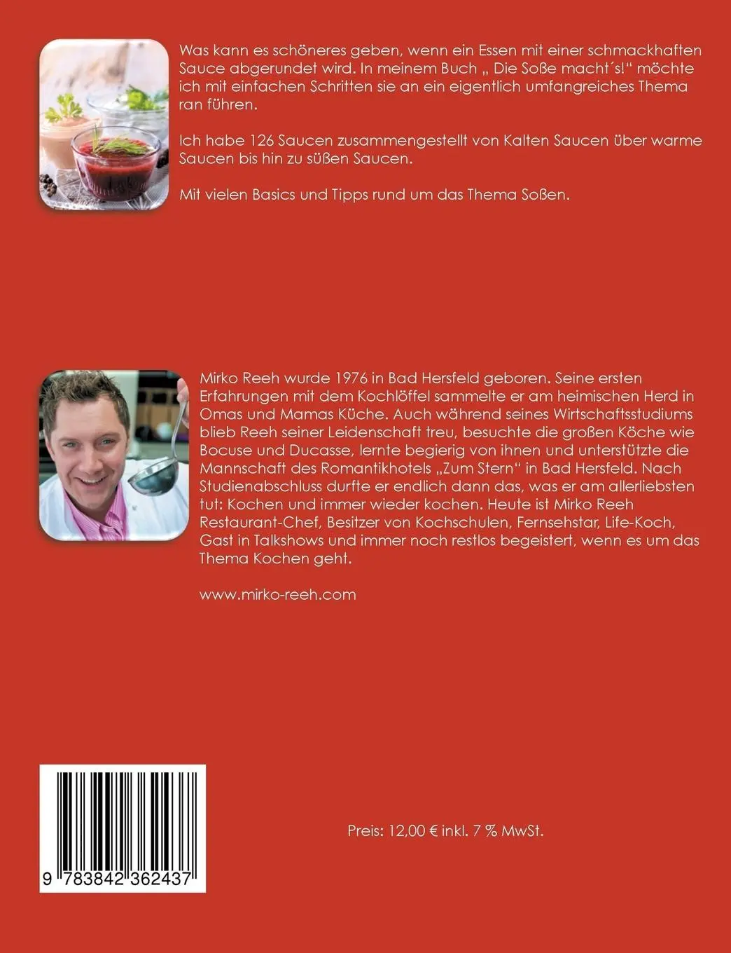 Rückseite: 9783842362437 | Die Soße macht's! | 126 Soßen und Dressings | Mirko Reeh | Taschenbuch