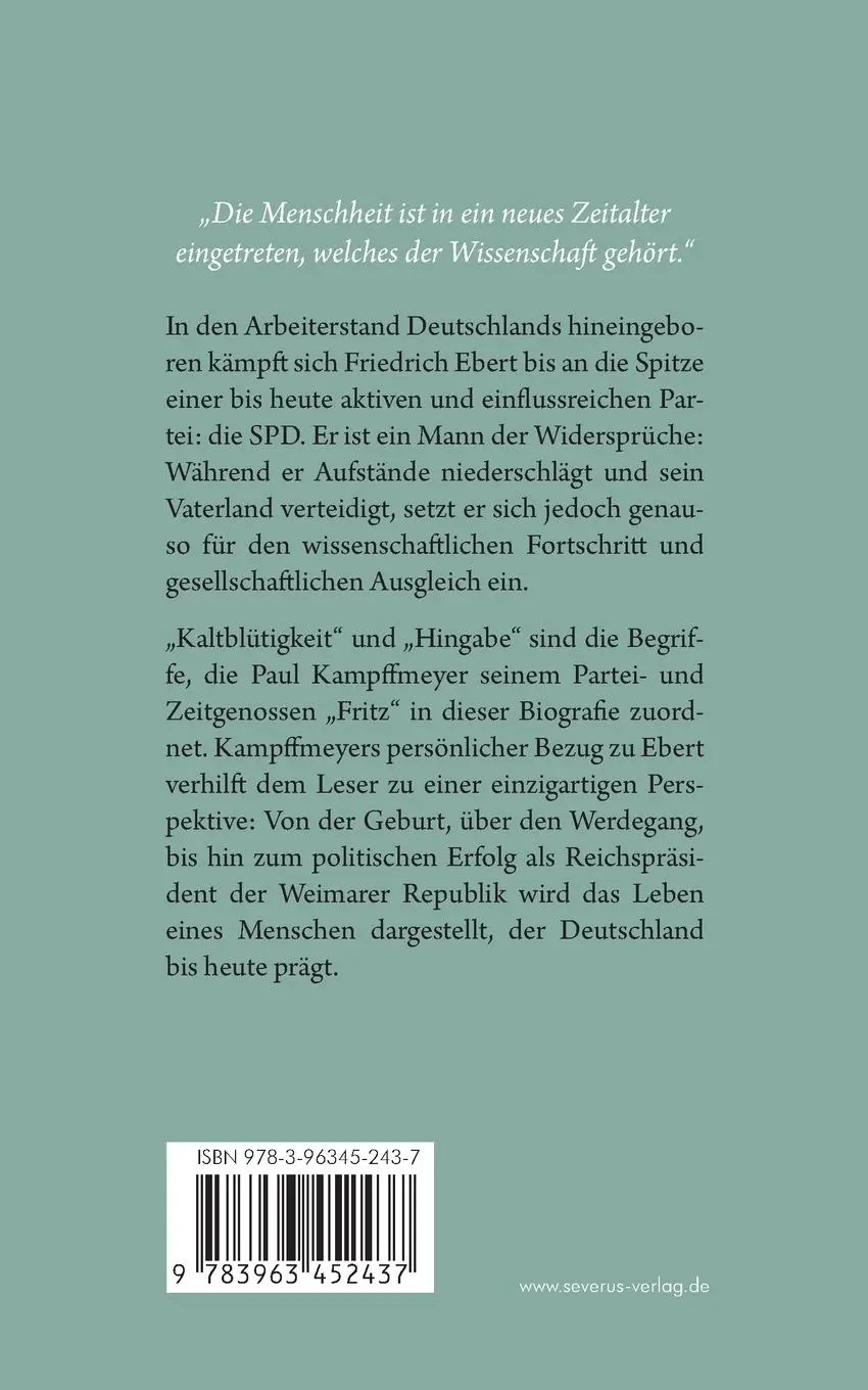 Rückseite: 9783963452437 | Friedrich Ebert | Paul Kampffmeyer | Taschenbuch | Paperback | 108 S.