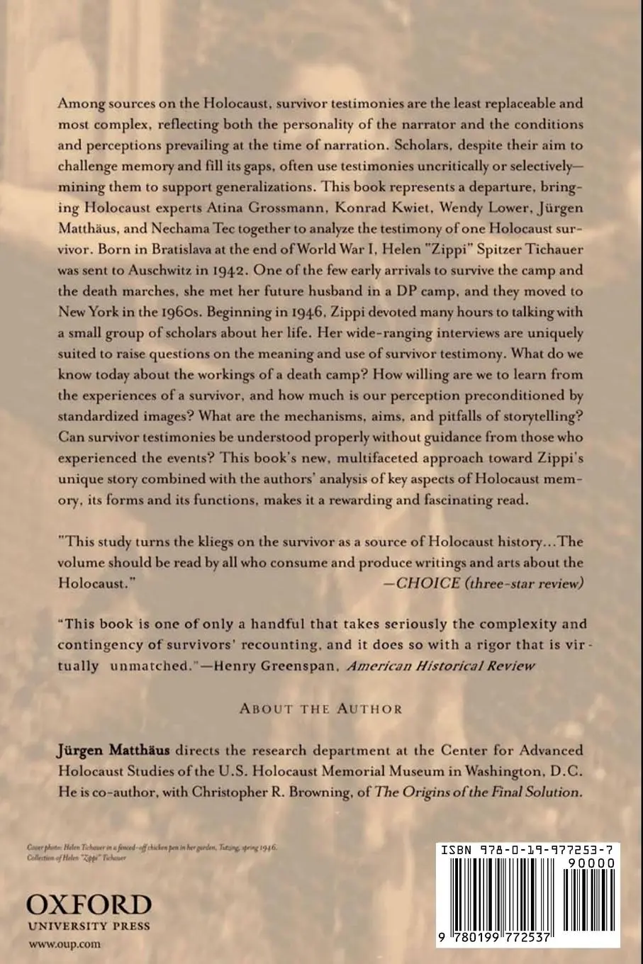 Rückseite: 9780199772537 | Approaching an Auschwitz Survivor | Jürgen Matthäus | Taschenbuch