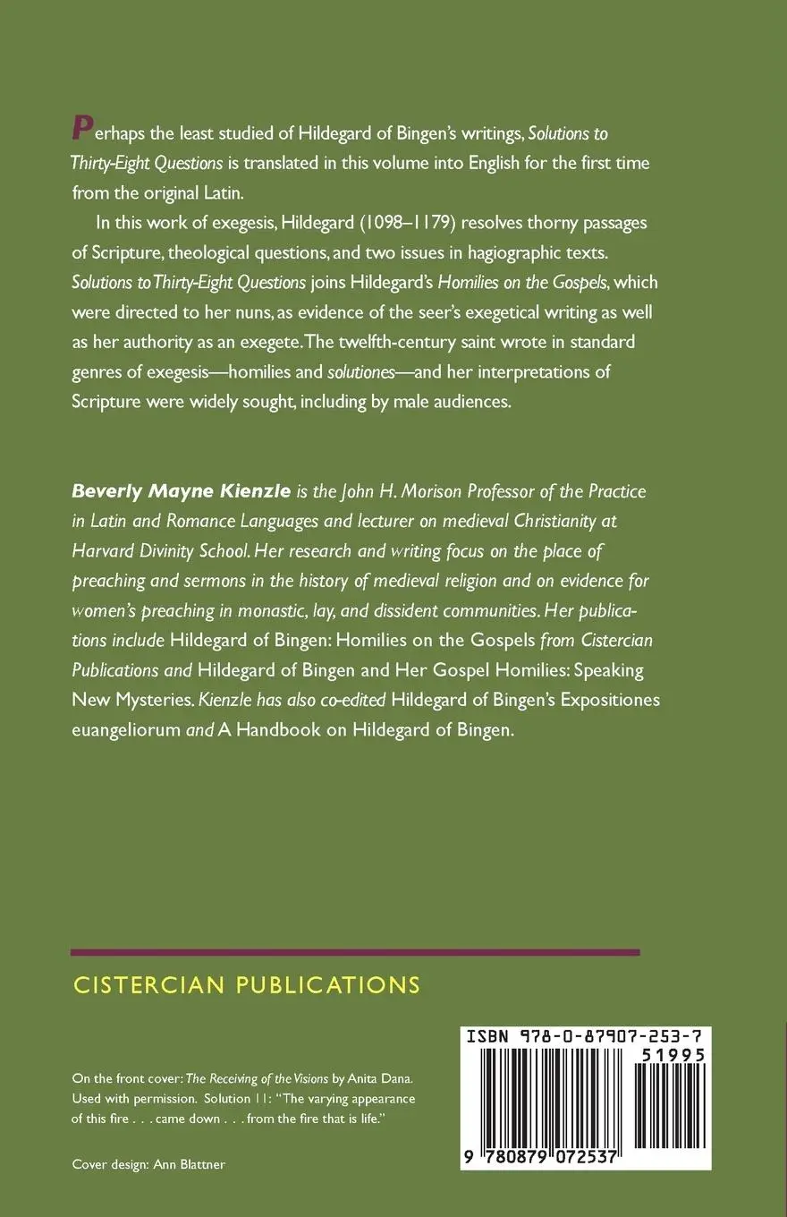 Rückseite: 9780879072537 | Hildegard of Bingen | Solutions to Thirty-Eight Questions | Bingen