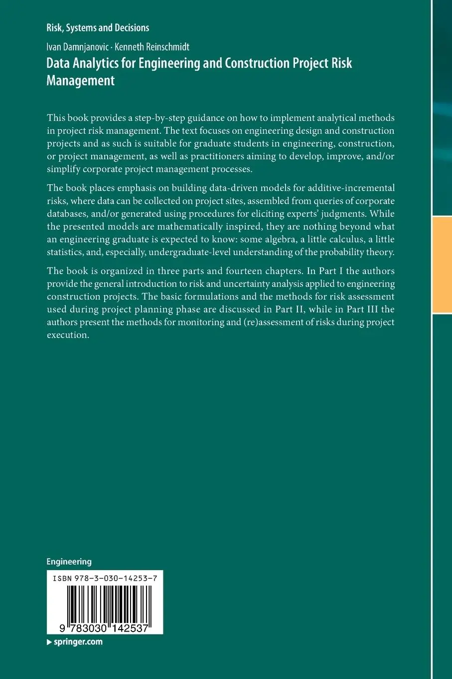 Rückseite: 9783030142537 | Data Analytics for Engineering and Construction Project Risk...