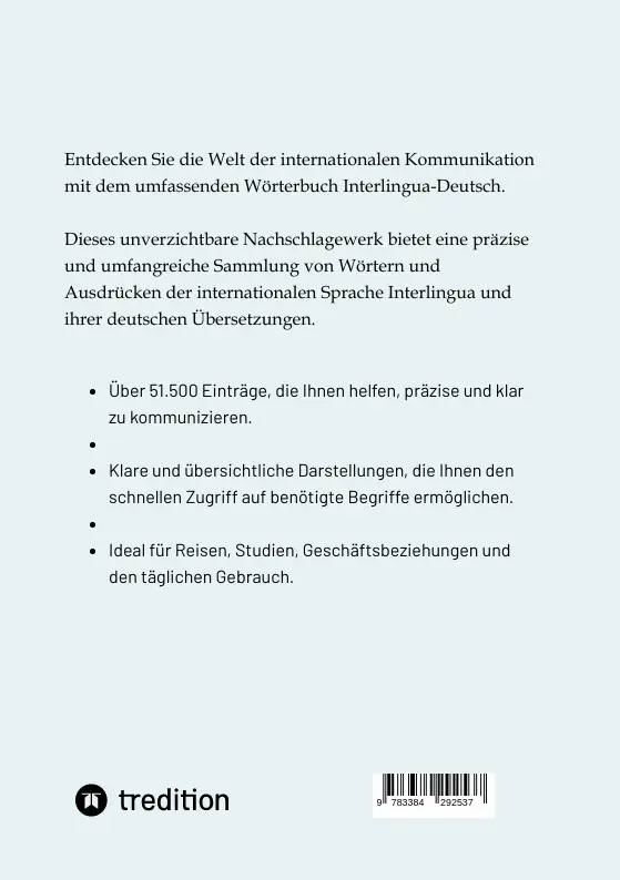 Rückseite: 9783384292537 | Wörterbuch Interlingua - Deutsch | Band 4 | Sven Frank | Taschenbuch