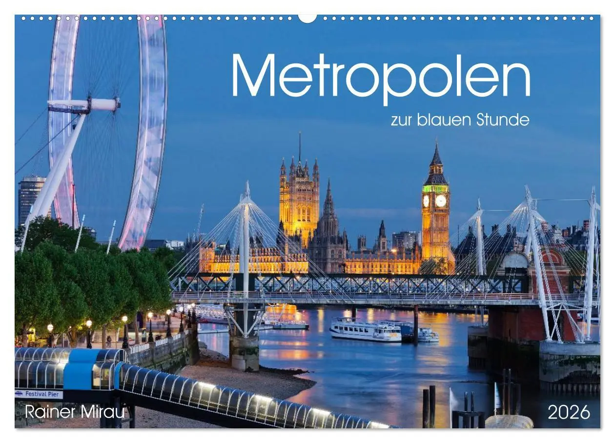 Cover: 9783516022537 | Metropolen zur blauen Stunde 2026 (Wandkalender 2026 DIN A2 quer),...