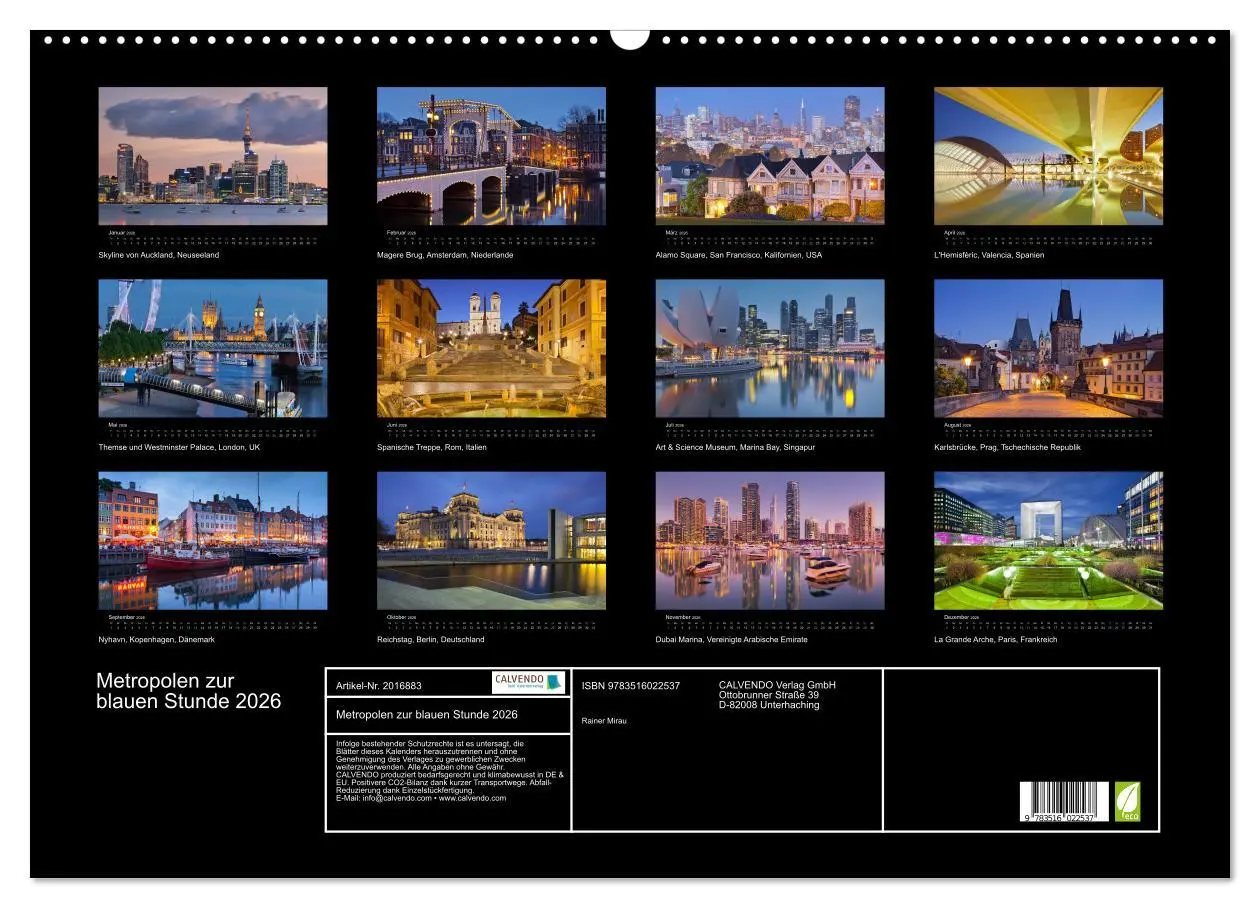 Bild: 9783516022537 | Metropolen zur blauen Stunde 2026 (Wandkalender 2026 DIN A2 quer),...