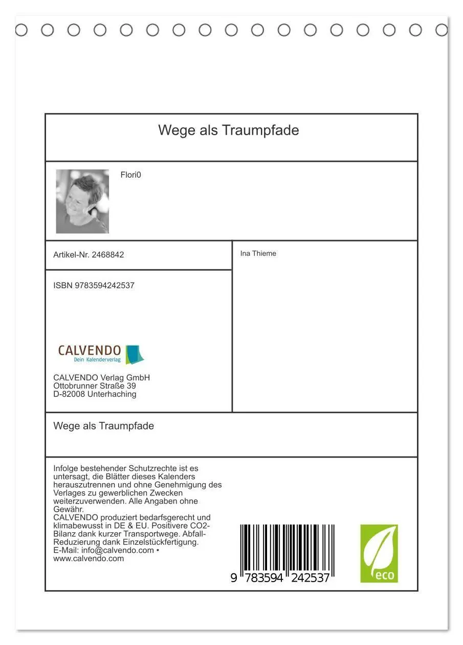 Bild: 9783594242537 | Wege als Traumpfade (Tischkalender 2027 DIN A5 hoch), CALVENDO...