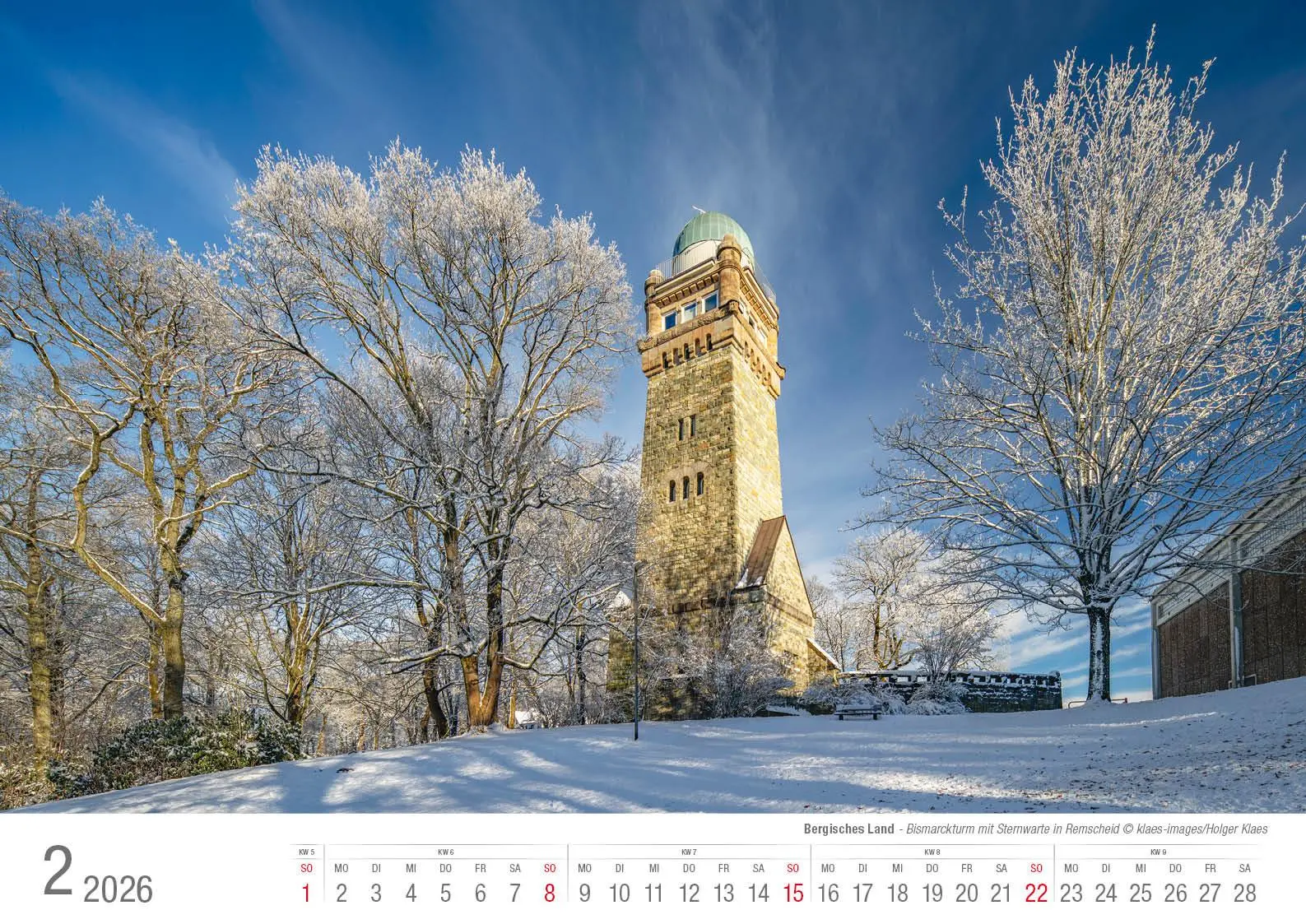 Bild: 9783965352537 | Bergisches Land 2026 Bildkalender A3 quer, spiralgebunden | Klaes