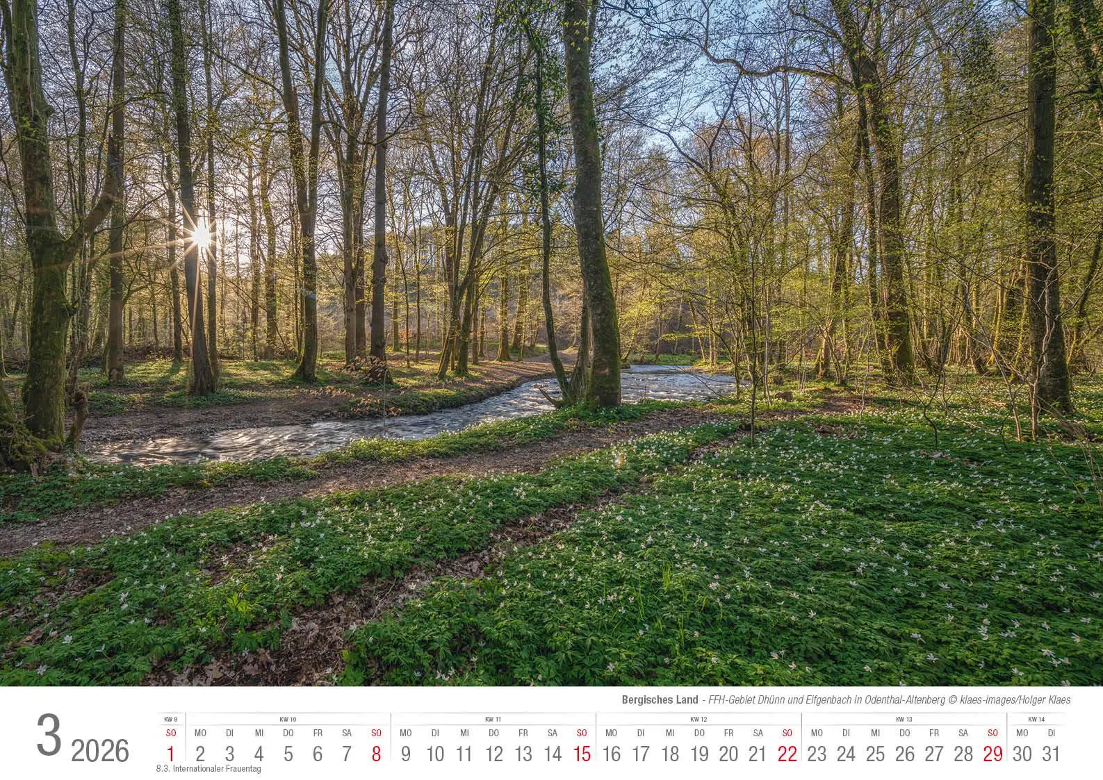 Bild: 9783965352537 | Bergisches Land 2026 Bildkalender A3 quer, spiralgebunden | Klaes
