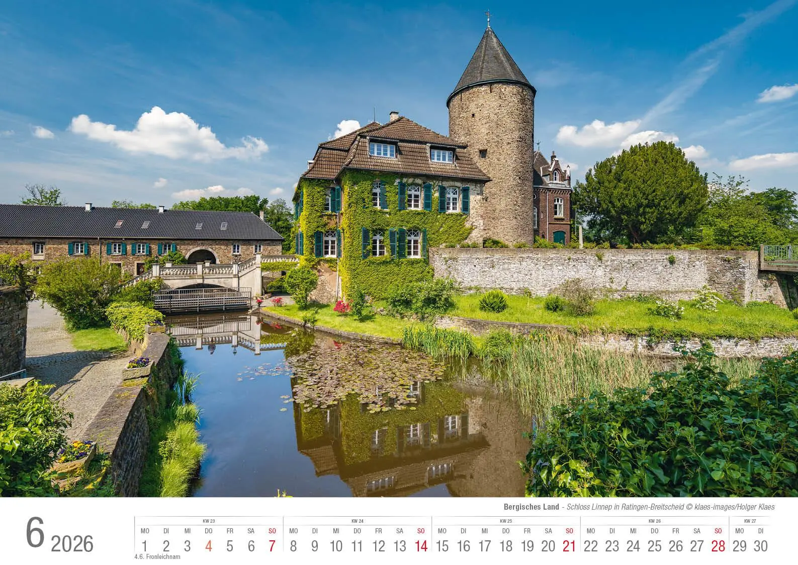 Bild: 9783965352537 | Bergisches Land 2026 Bildkalender A3 quer, spiralgebunden | Klaes