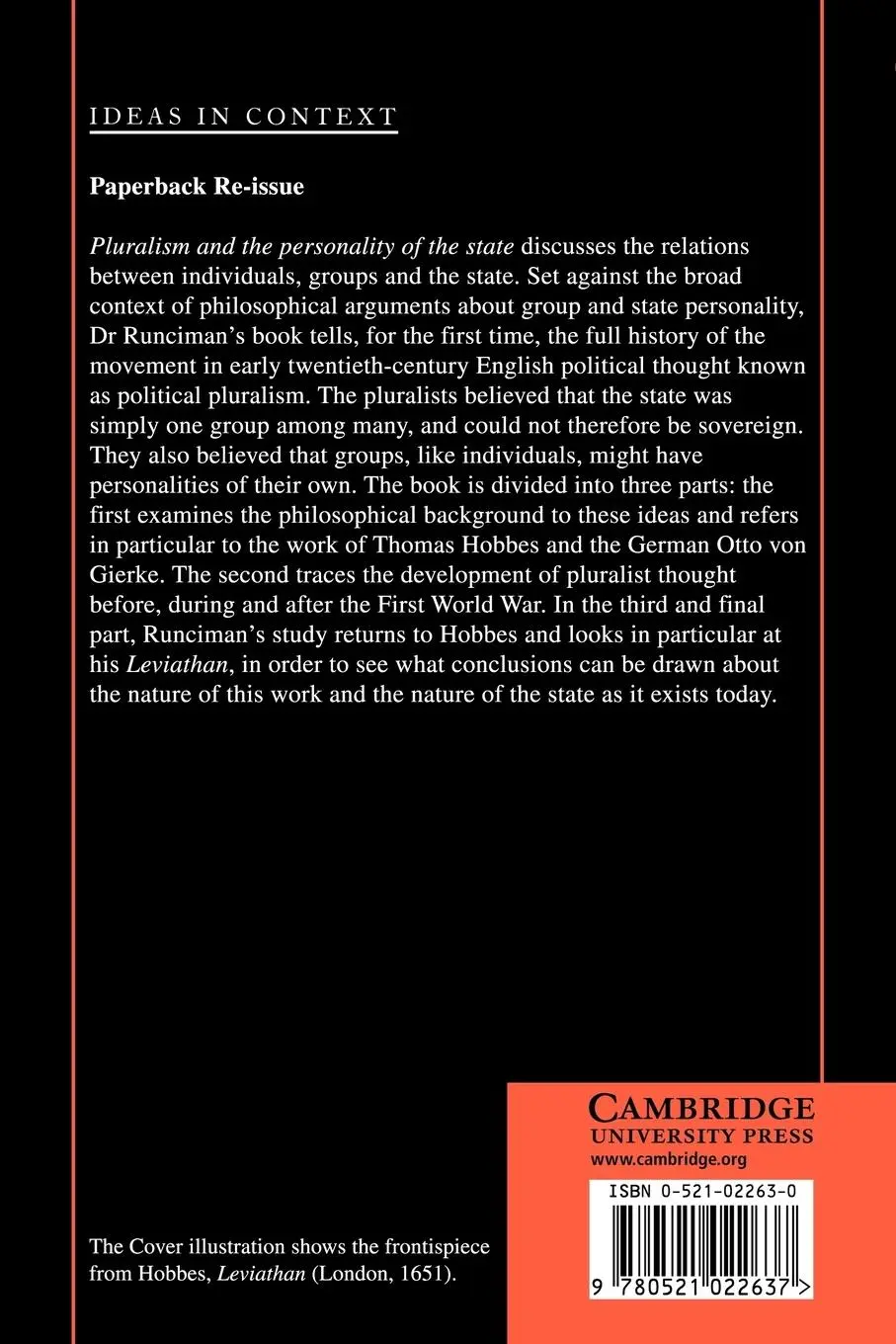 Rückseite: 9780521022637 | Pluralism and the Personality of the State | David Runciman | Buch