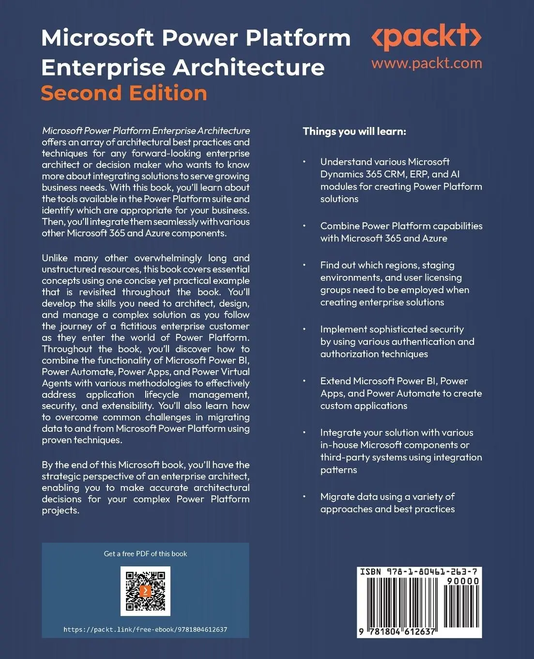 Rückseite: 9781804612637 | Microsoft Power Platform Enterprise Architecture - Second Edition
