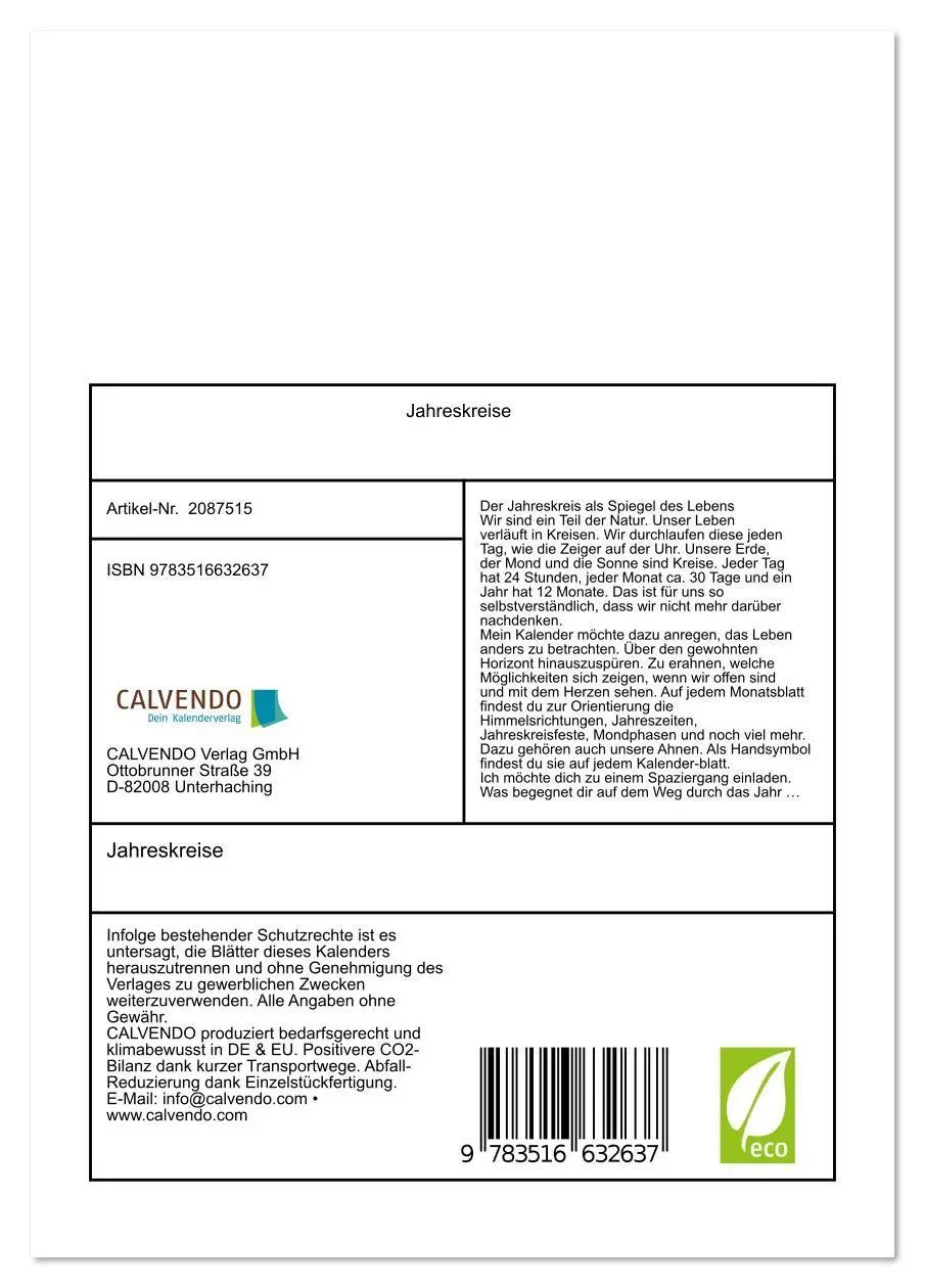 Bild: 9783516632637 | Jahreskreise (Tischkalender 2026 DIN A5 hoch), CALVENDO Monatskalender