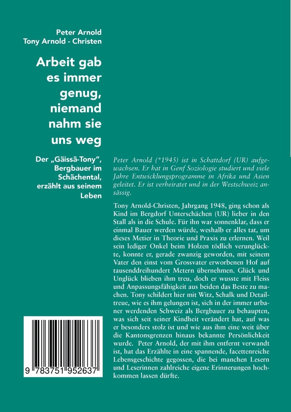 Rückseite: 9783751952637 | Arbeit gab es immer genug, niemand nahm sie uns weg | Arnold (u. a.)