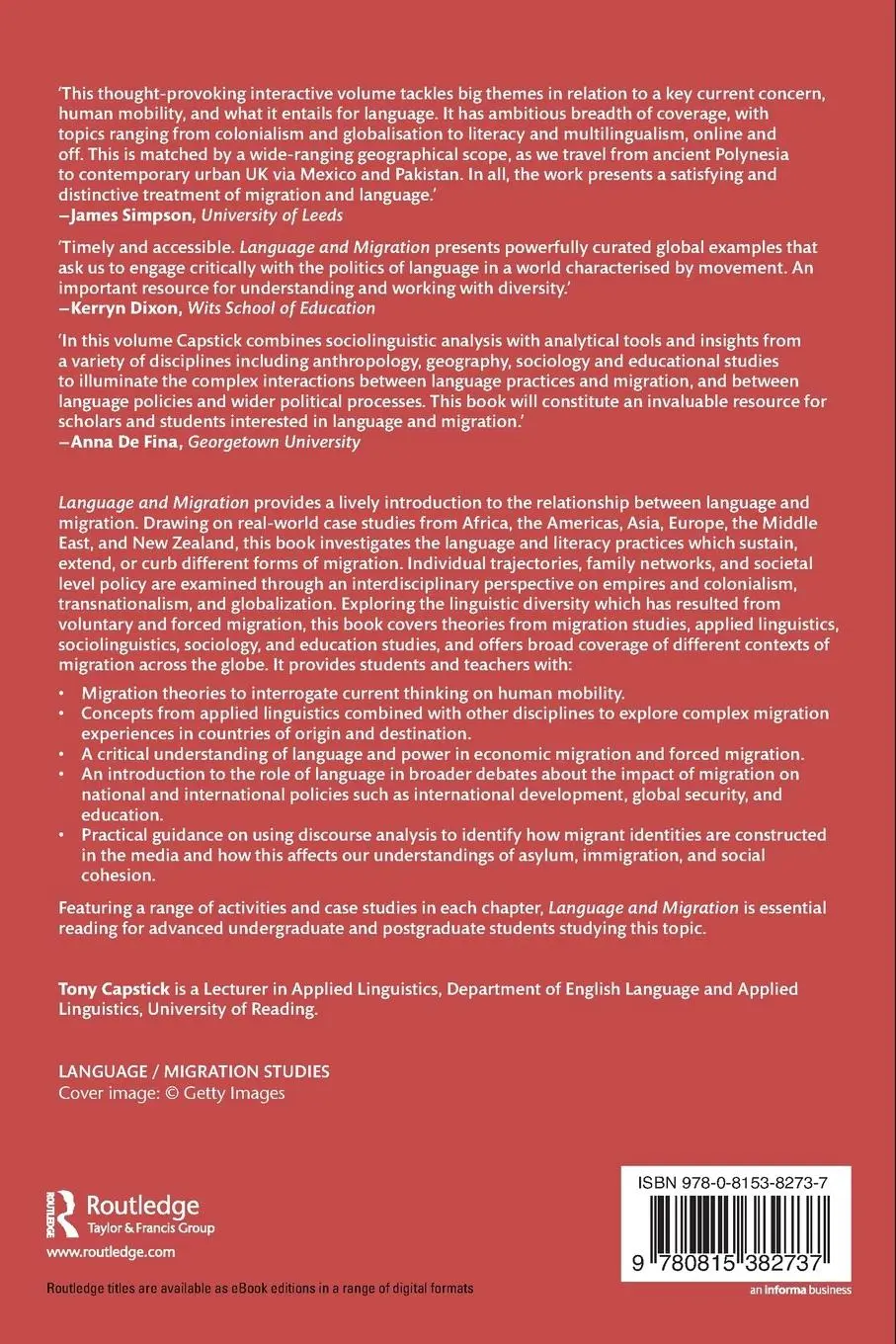 Rückseite: 9780815382737 | Language and Migration | Tony Capstick | Taschenbuch | Englisch | 2020