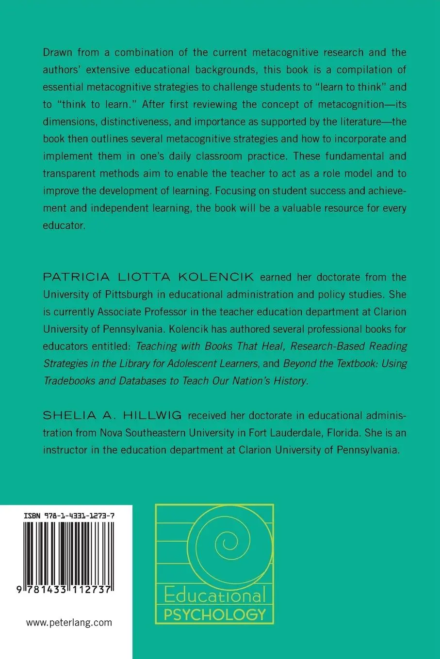 Rückseite: 9781433112737 | Encouraging Metacognition | Patricia Liotta Kolencik (u. a.) | Buch