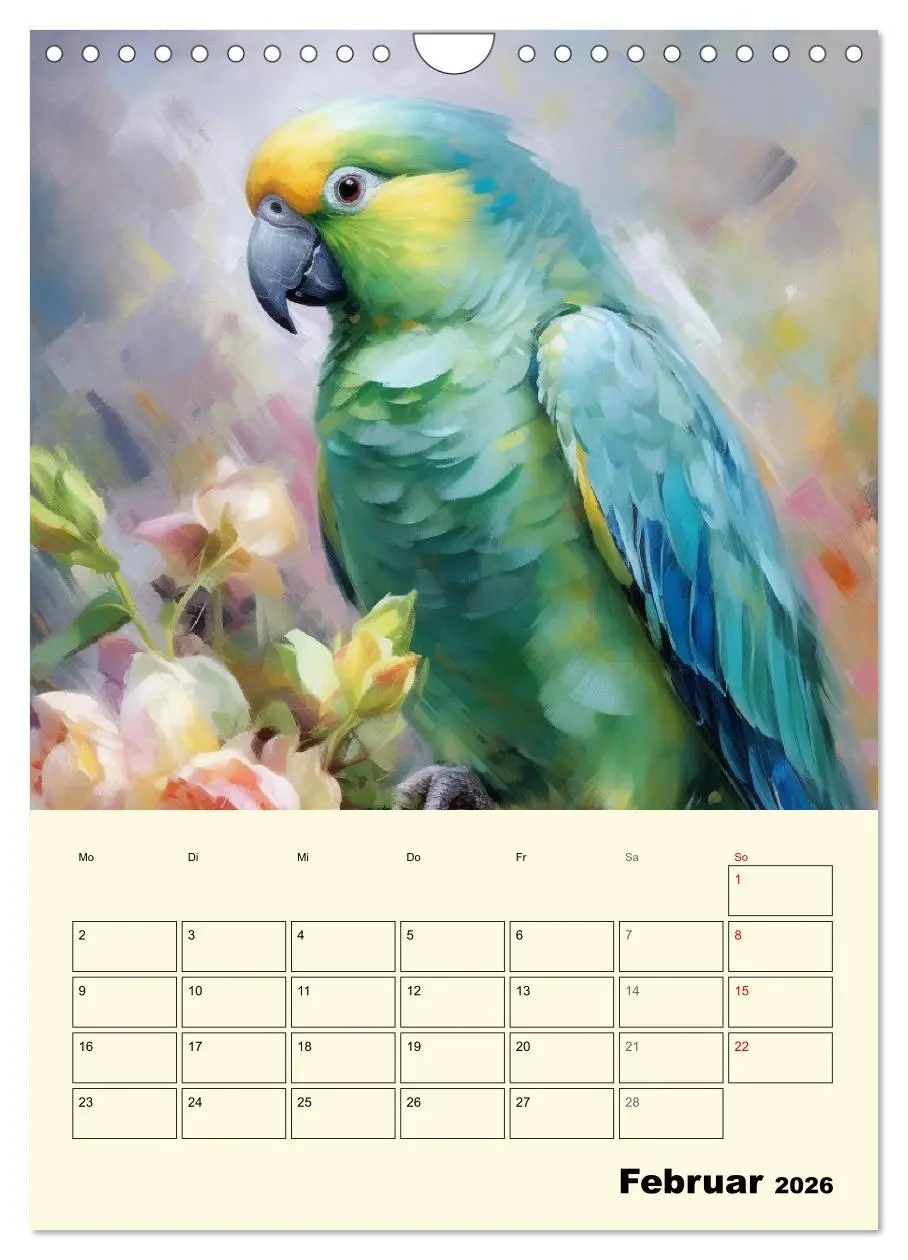 Bild: 9783516312737 | Bunte Vögel. Bezaubernde Papageien-Aquarelle (Wandkalender 2026 DIN...