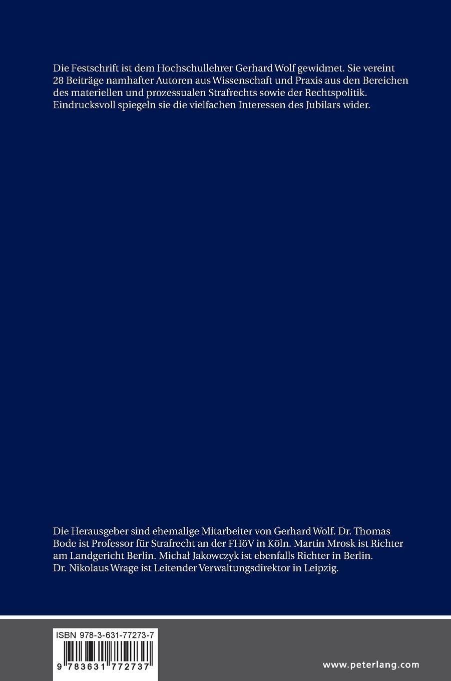 Rückseite: 9783631772737 | Festschrift für Gerhard Wolf | Thomas Bode (u. a.) | Buch | Deutsch