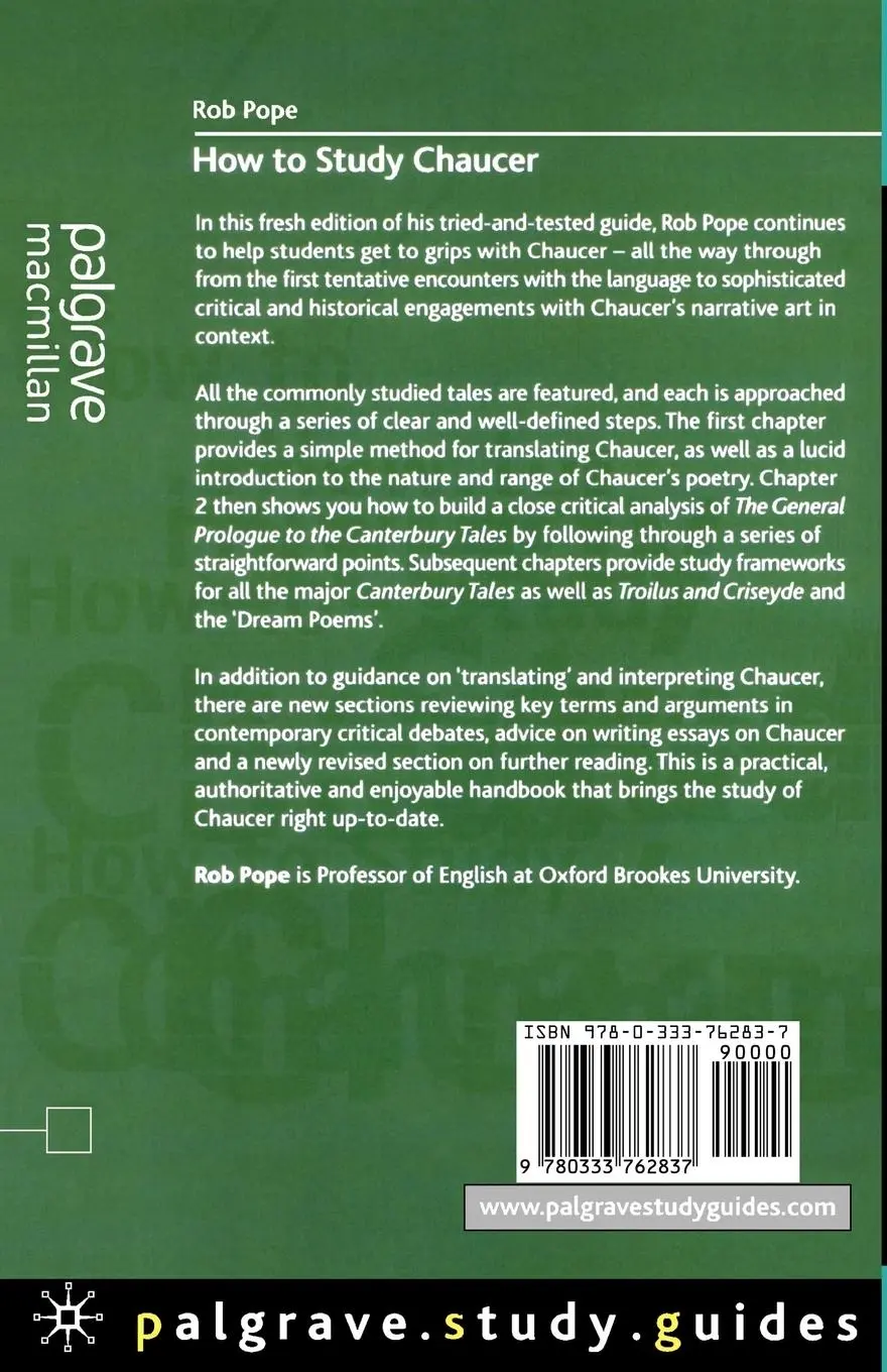 Rückseite: 9780333762837 | How to Study Chaucer | Rob Pope | Taschenbuch | Englisch | 2000