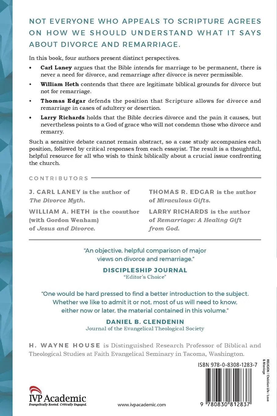 Rückseite: 9780830812837 | Divorce and Remarriage | Four Christian Views | H. Wayne House | Buch