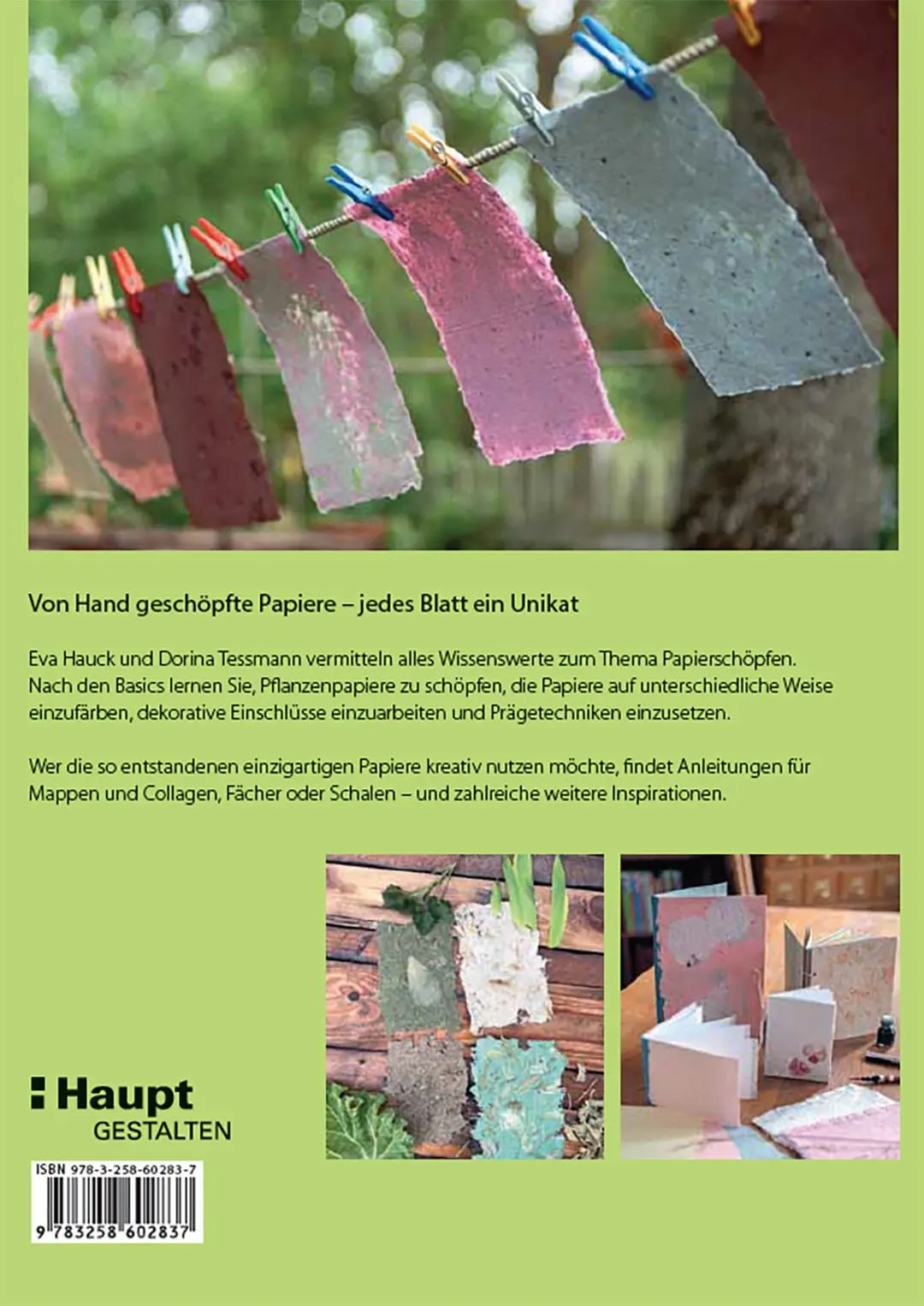 Rückseite: 9783258602837 | Papiere schöpfen und gestalten | Projekte aus Altpapieren und Pflanzen