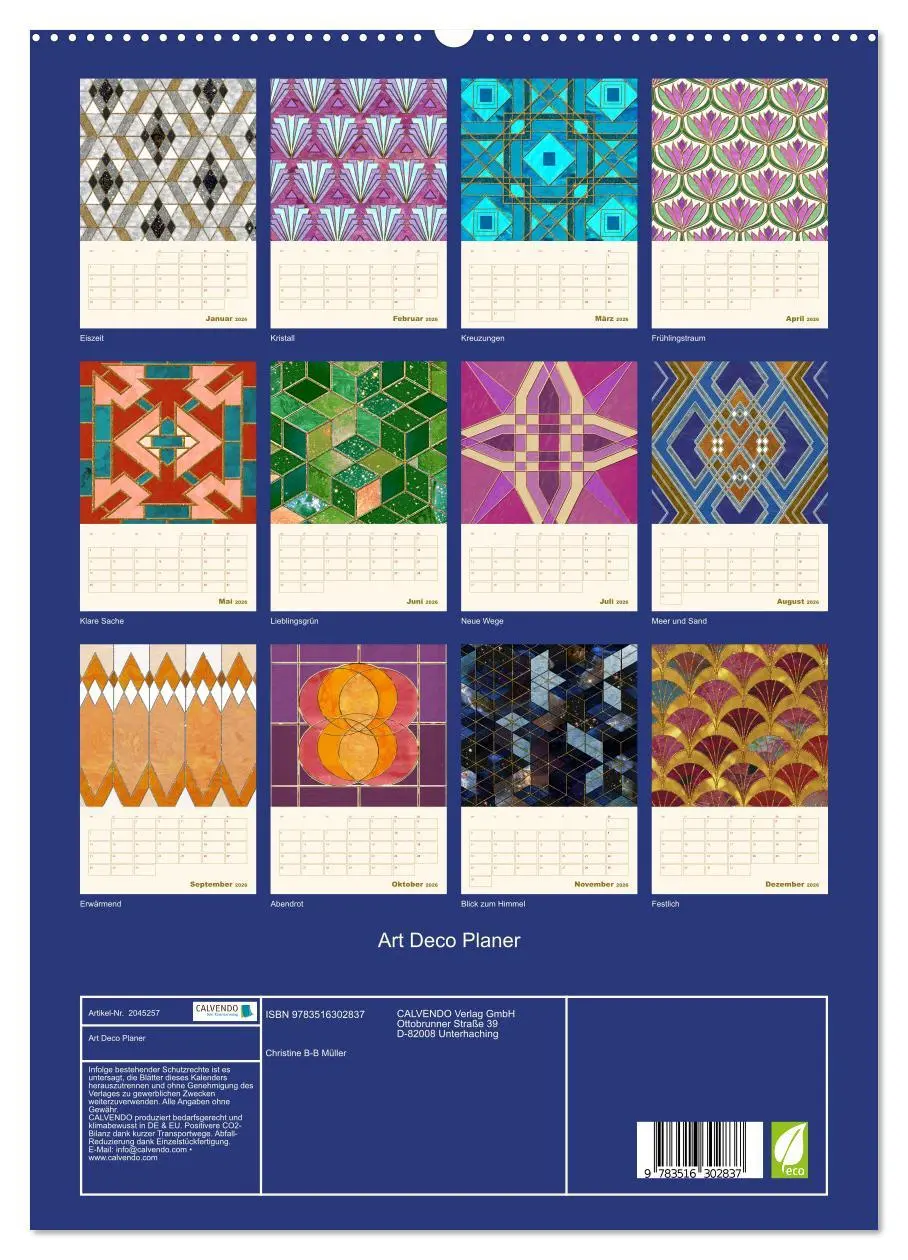 Bild: 9783516302837 | Art Deco Planer (hochwertiger Premium Wandkalender 2026 DIN A2...