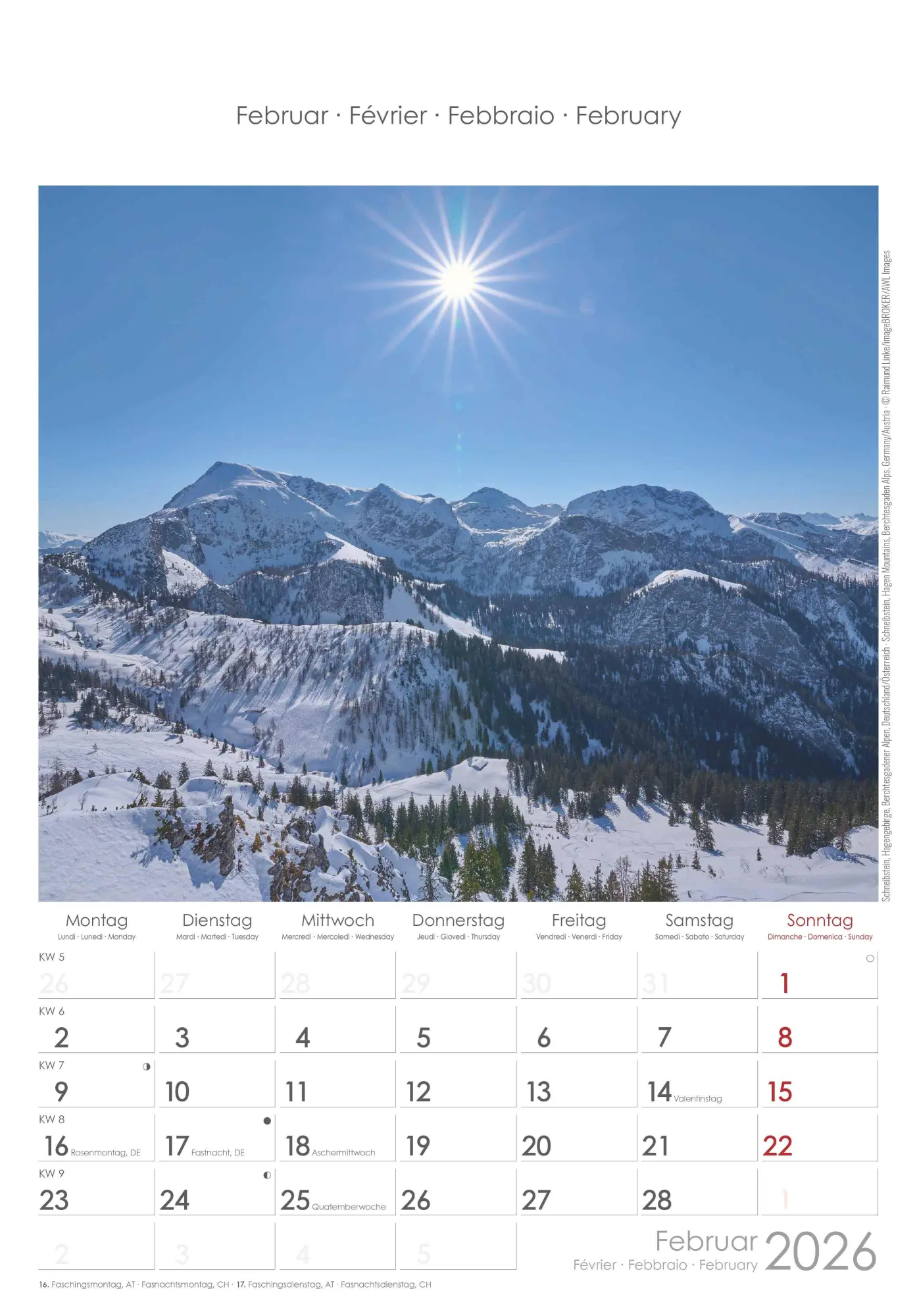 Bild: 4069095002937 | Alpen 2026 - Bild-Kalender 23,7x34 cm - The Alps - Wandkalender -...