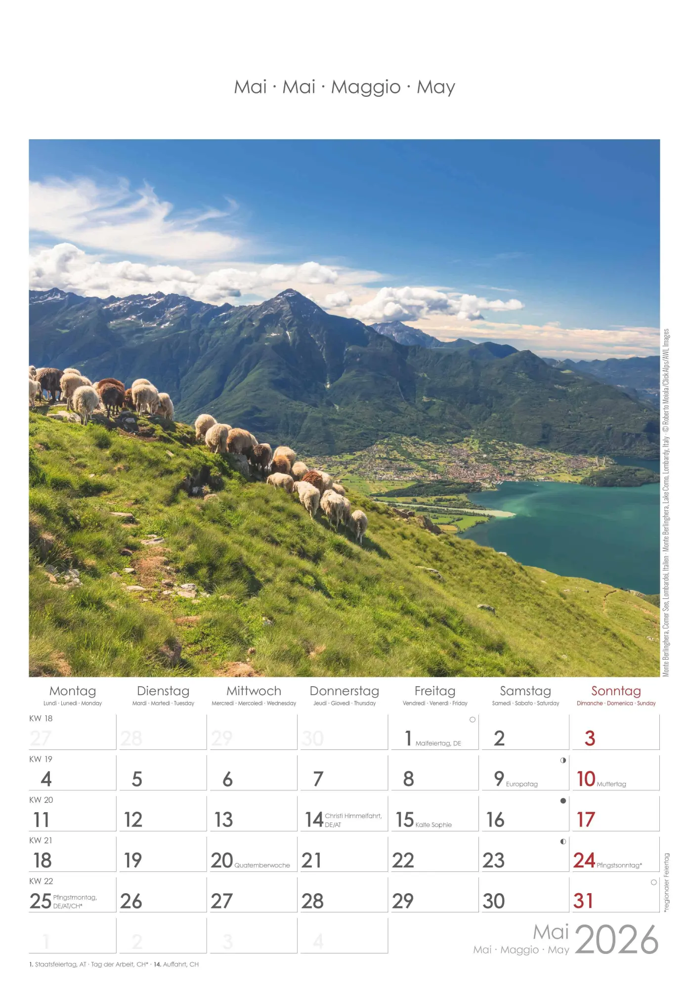 Bild: 4069095002937 | Alpen 2026 - Bild-Kalender 23,7x34 cm - The Alps - Wandkalender -...