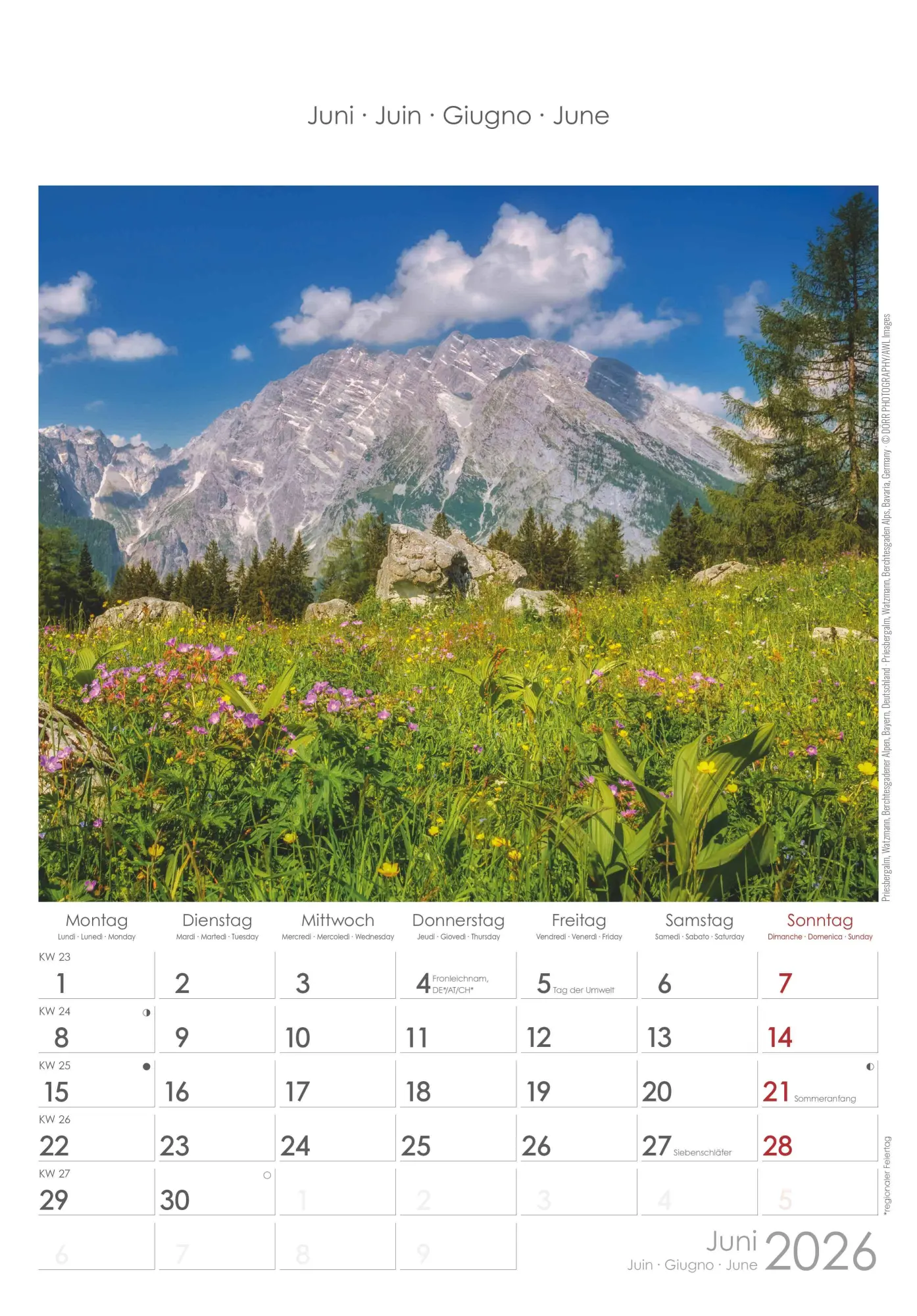 Bild: 4069095002937 | Alpen 2026 - Bild-Kalender 23,7x34 cm - The Alps - Wandkalender -...