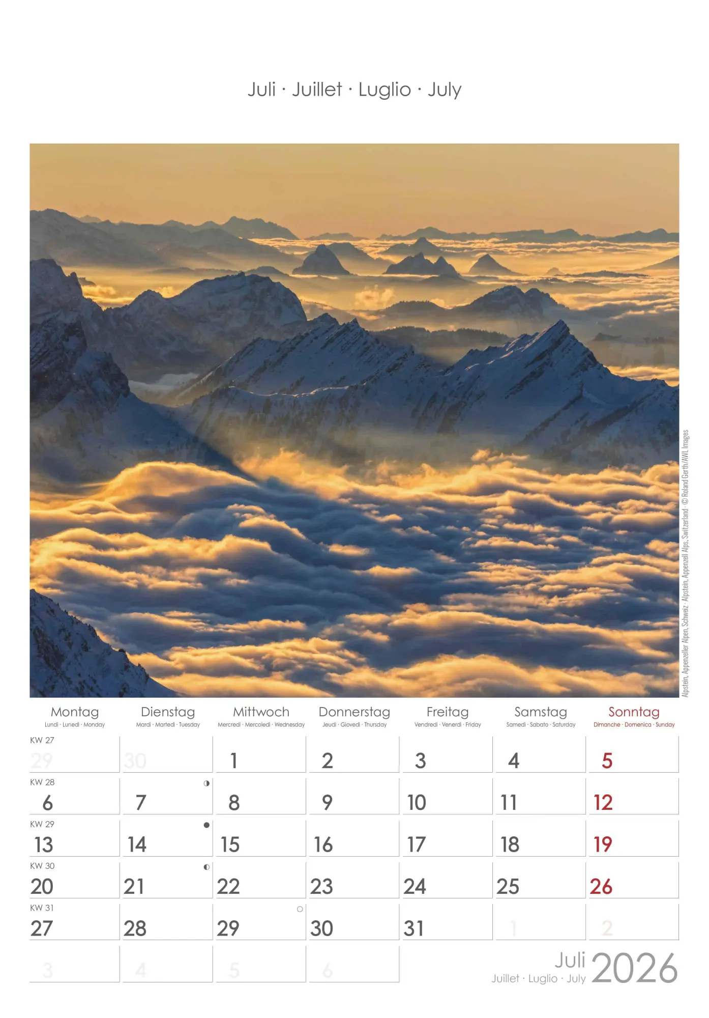 Bild: 4069095002937 | Alpen 2026 - Bild-Kalender 23,7x34 cm - The Alps - Wandkalender -...